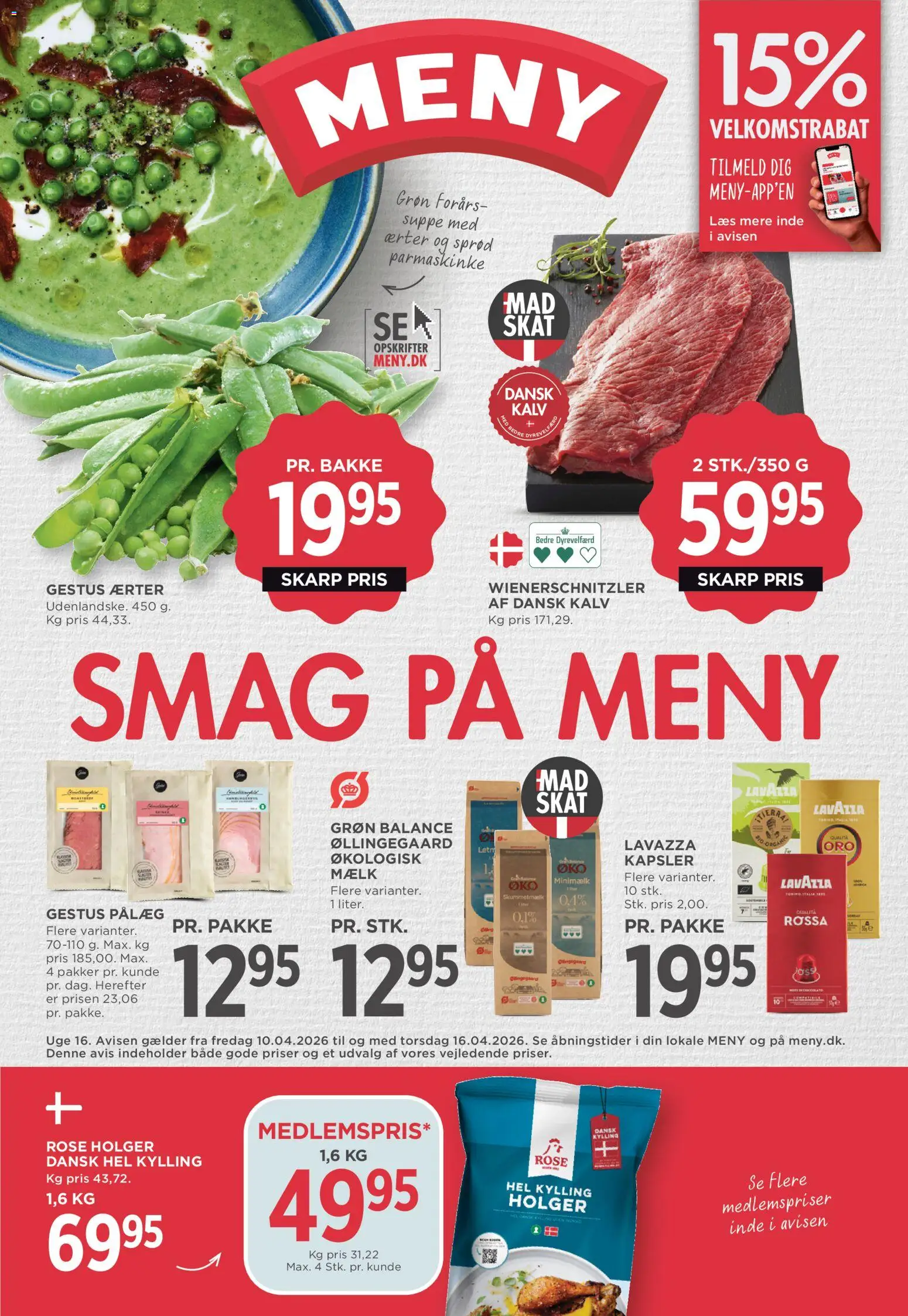 Eksempel på tilbudsavis Meny - Tilbudsavis uge 16 fra butik Meny gyldig fra 10/04/2026 - Pålæg, Suppe, Mælk, Ærter