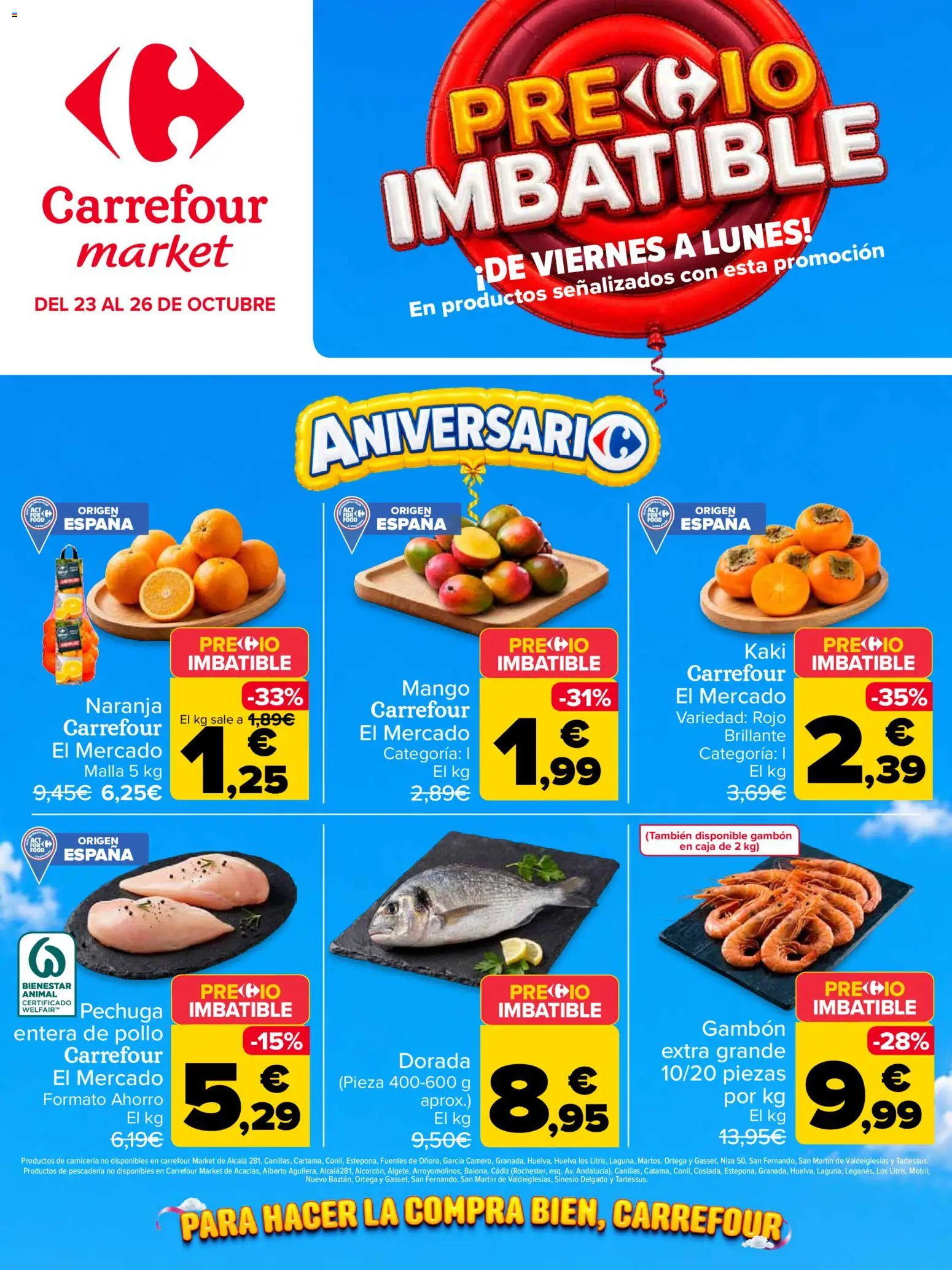Vista previa del folleto de la tienda Carrefour Market válido desde el 23/10/2026 - Mango, Caja, Pollo
