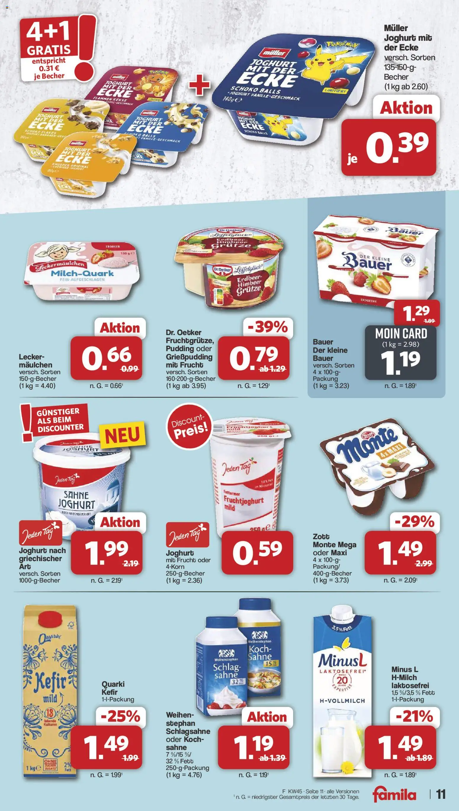 Vorschau von dem Prospekt des Geschäftes Famila Nordwest, gültig ab dem 02.11.2026 - Joghurt, Kefir, Schlagsahne, Kekse, Sahne, Pudding, Vanille, Fruchtjoghurt
