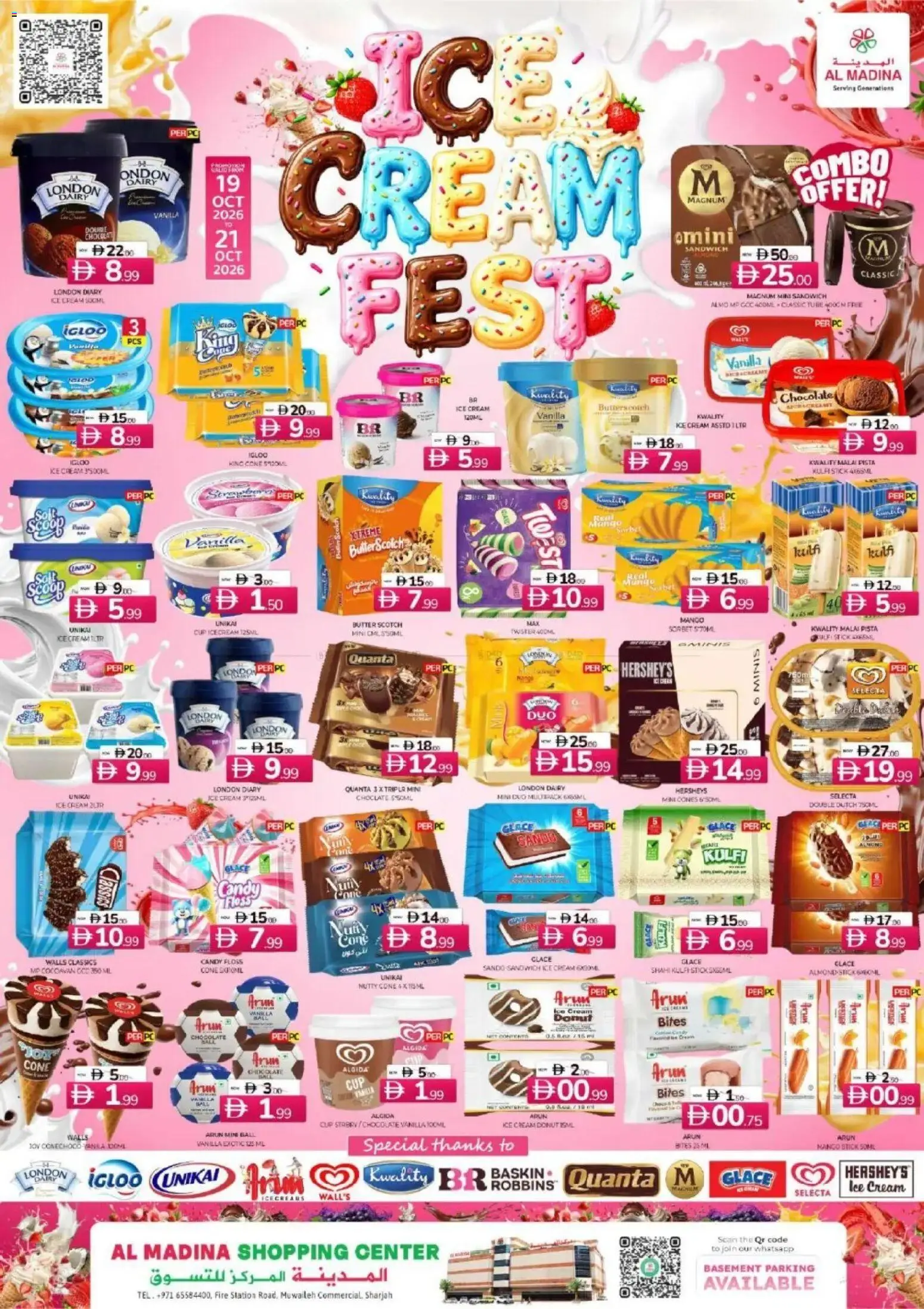 Preview of the catalogue Al Madina offers of store Al Madina valid from 19 Oct, 2026 - Ice Cream, Mango, Chocolate, PC, Butter, Cream