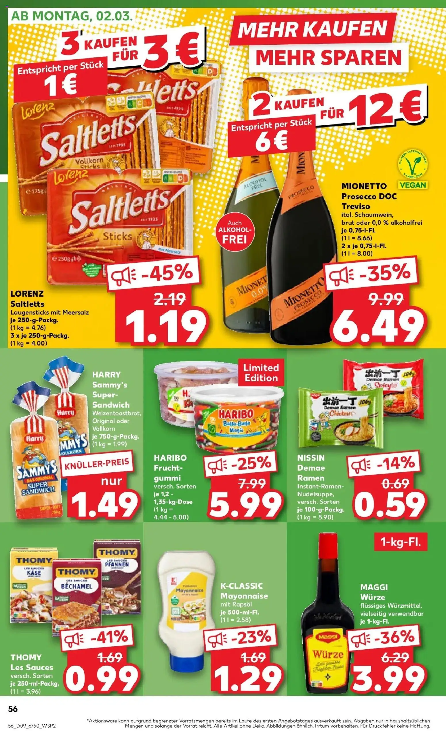 Vorschau von dem Prospekt des Geschäftes Kaufland, gültig ab dem 26.02.2026 - Käse, Haribo, Maggi, Alkohol, Prosecco, Mayonnaise, Rapsöl, Thomy les sauces