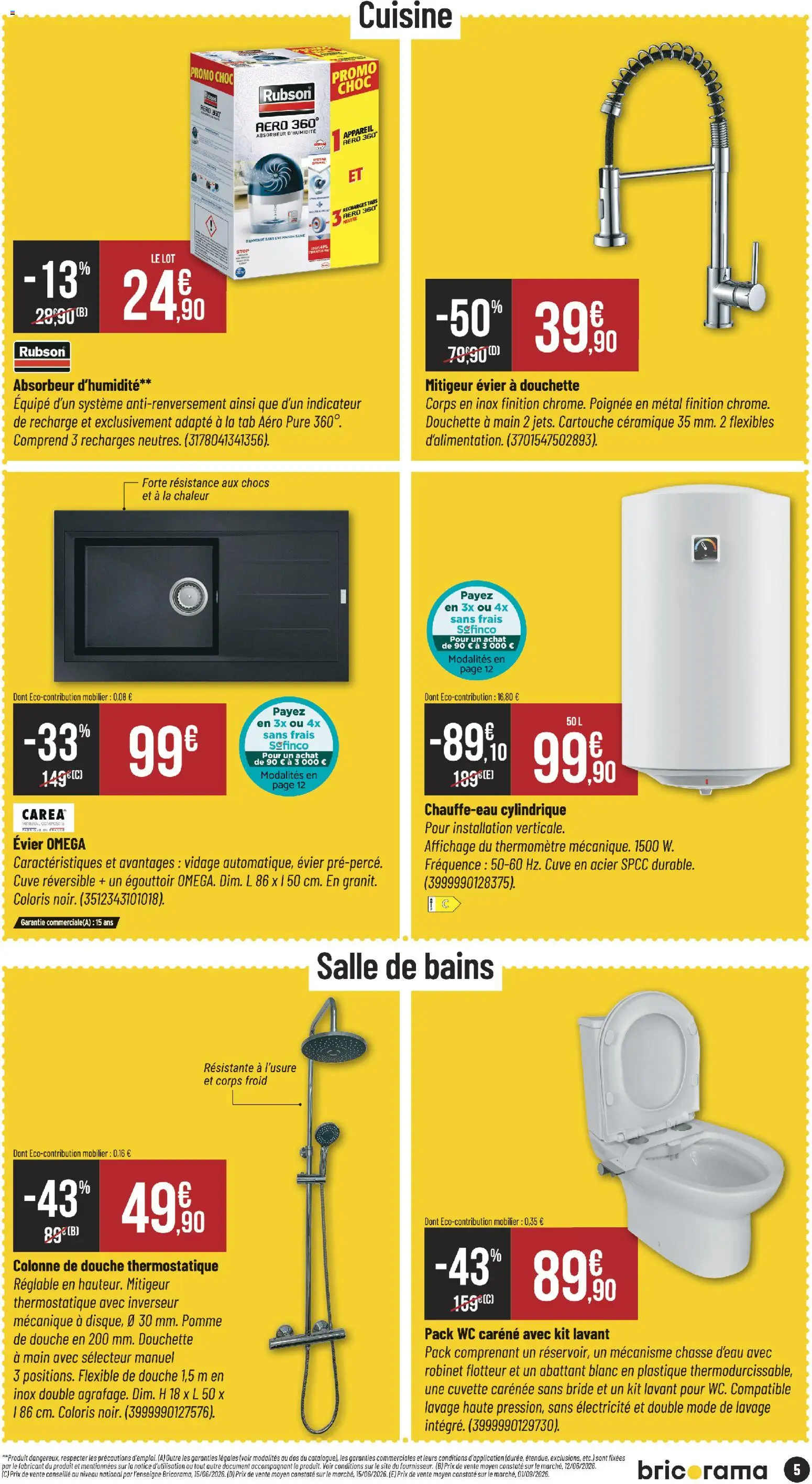 Prévisualisation de Bricorama catalogue du magasin Bricorama formulaire valide 09/09/2026 - Colonne de douche, Thermomètre, Douche, Colonne, Cartouche, Flexible de douche, Oméga, Absorbeur d'humidité