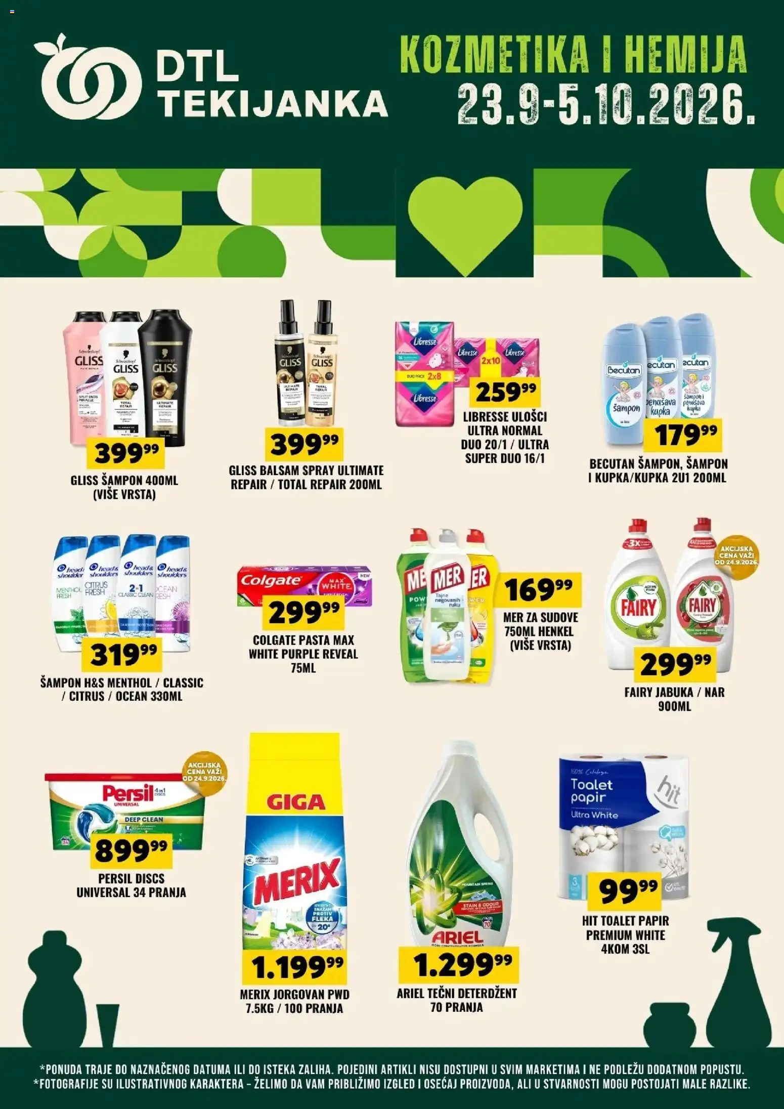 Pregled Tekijanka kataloga - važi od 23.09.2026 - Pasta, Nar, Ariel, Persil, Šampon, Toalet papir, Deterdžent, Tečni deterdžent