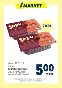 Kaupan S-market S-market - Texmex-pyörykät esikatselu, voimassa 19/08/2026