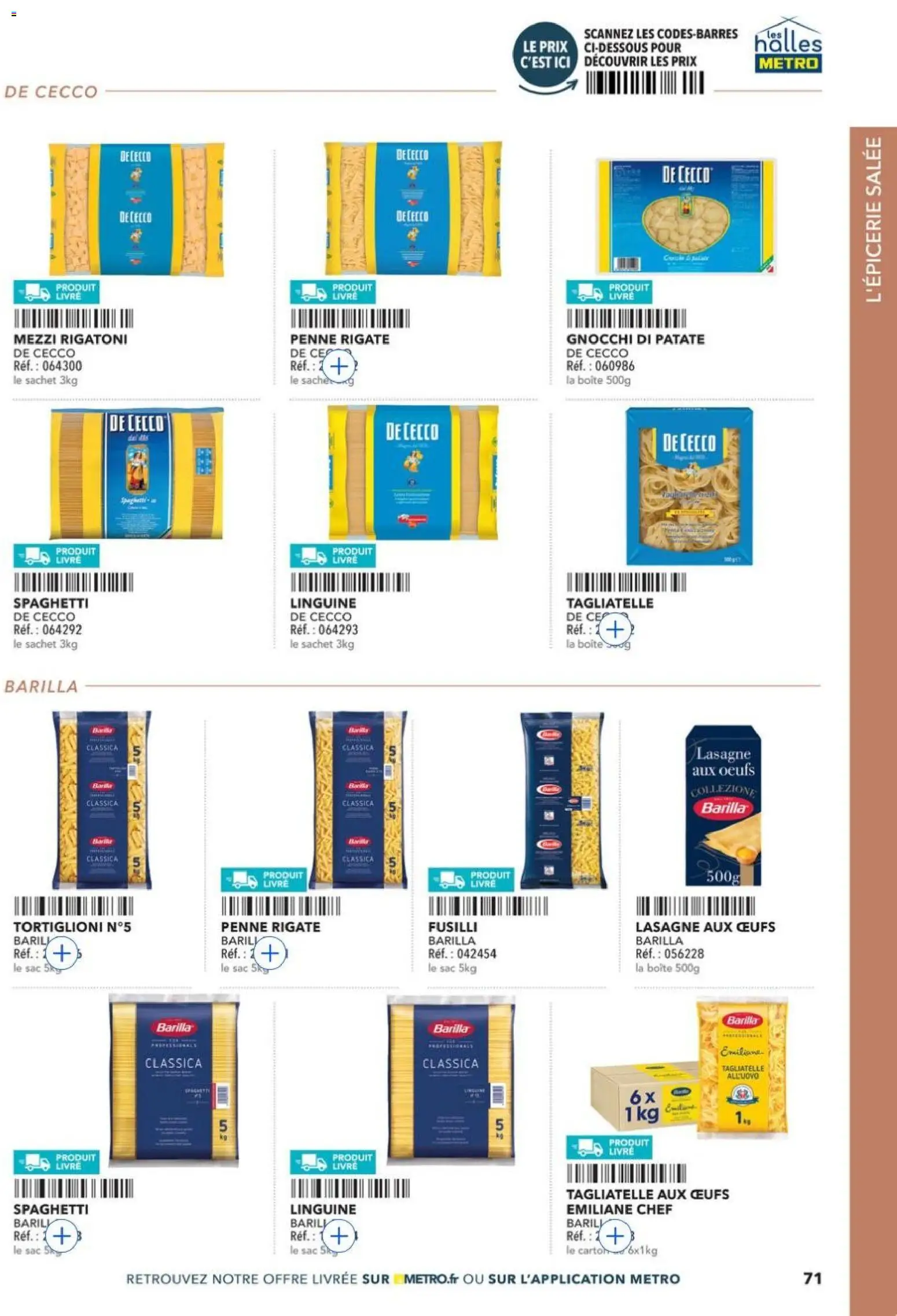 Prévisualisation de METRO - Guide Italie du magasin METRO formulaire valide 28/05/2026 - Livre, Sac, Gnocchi, Œufs, Spaghetti, Fusilli, Tagliatelle, Barilla