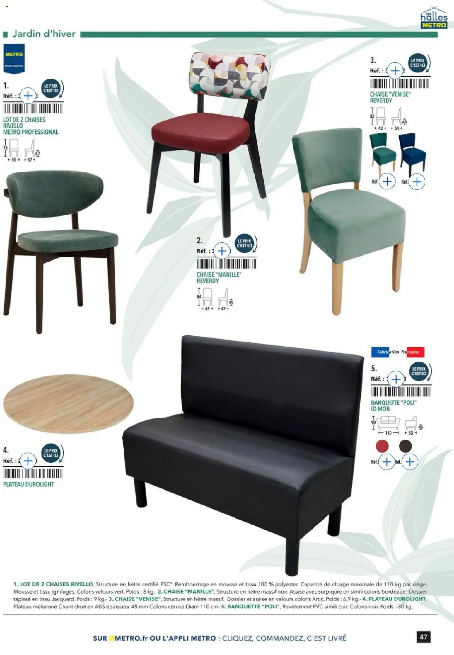 Prévisualisation de Terrasse&salle Collection 2026 du magasin METRO formulaire valide 09/01/2026 - Livre, Chaises, Chaise, Mousse, Plateau, Poids, Banquette