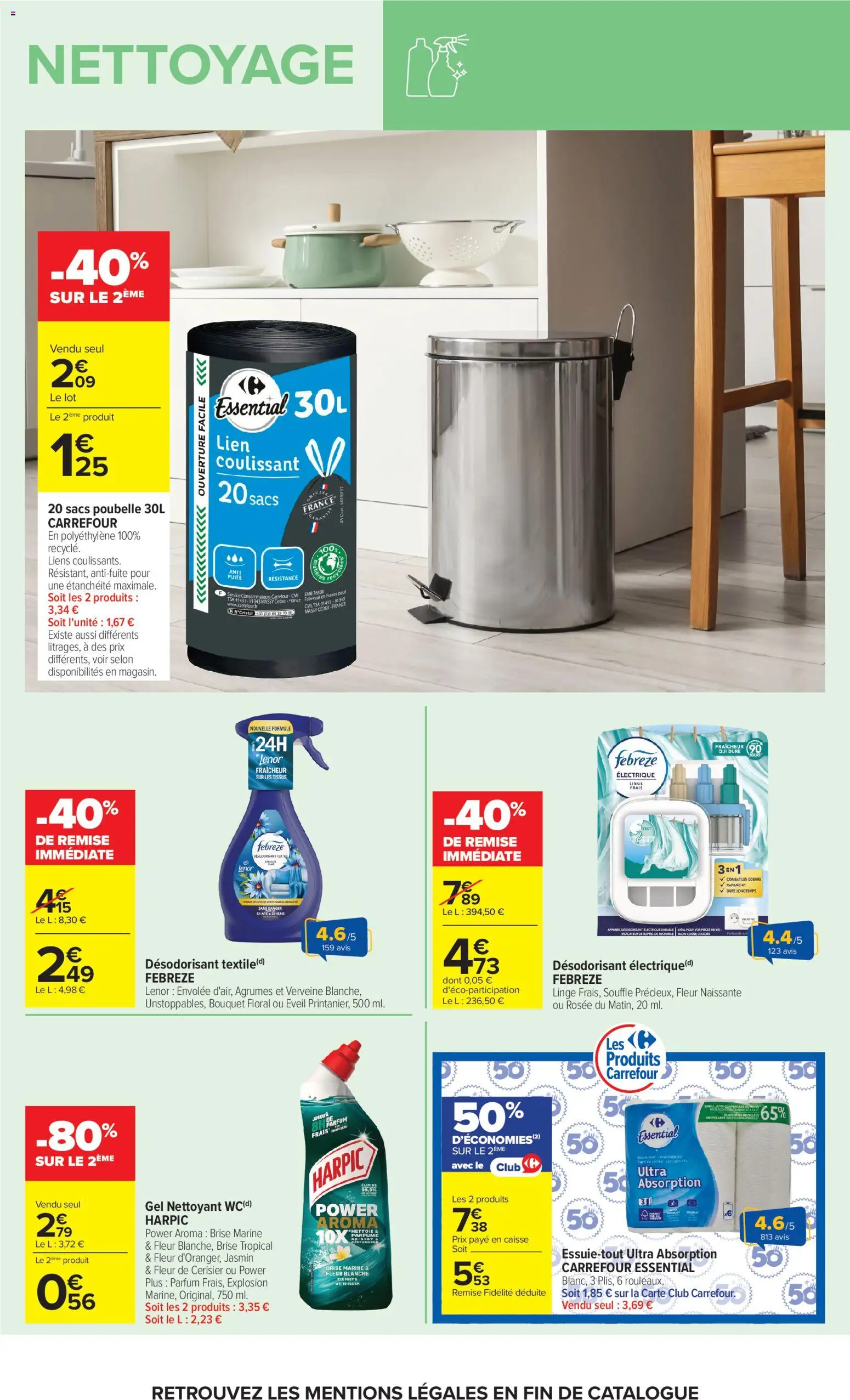 Prévisualisation de Carrefour Market Petit dejeuner du magasin Carrefour Market formulaire valide 01/09/2026 - Parfum, Poubelle, Agrumes, Sacs poubelle, Lenor, Désodorisant, Gel nettoyant