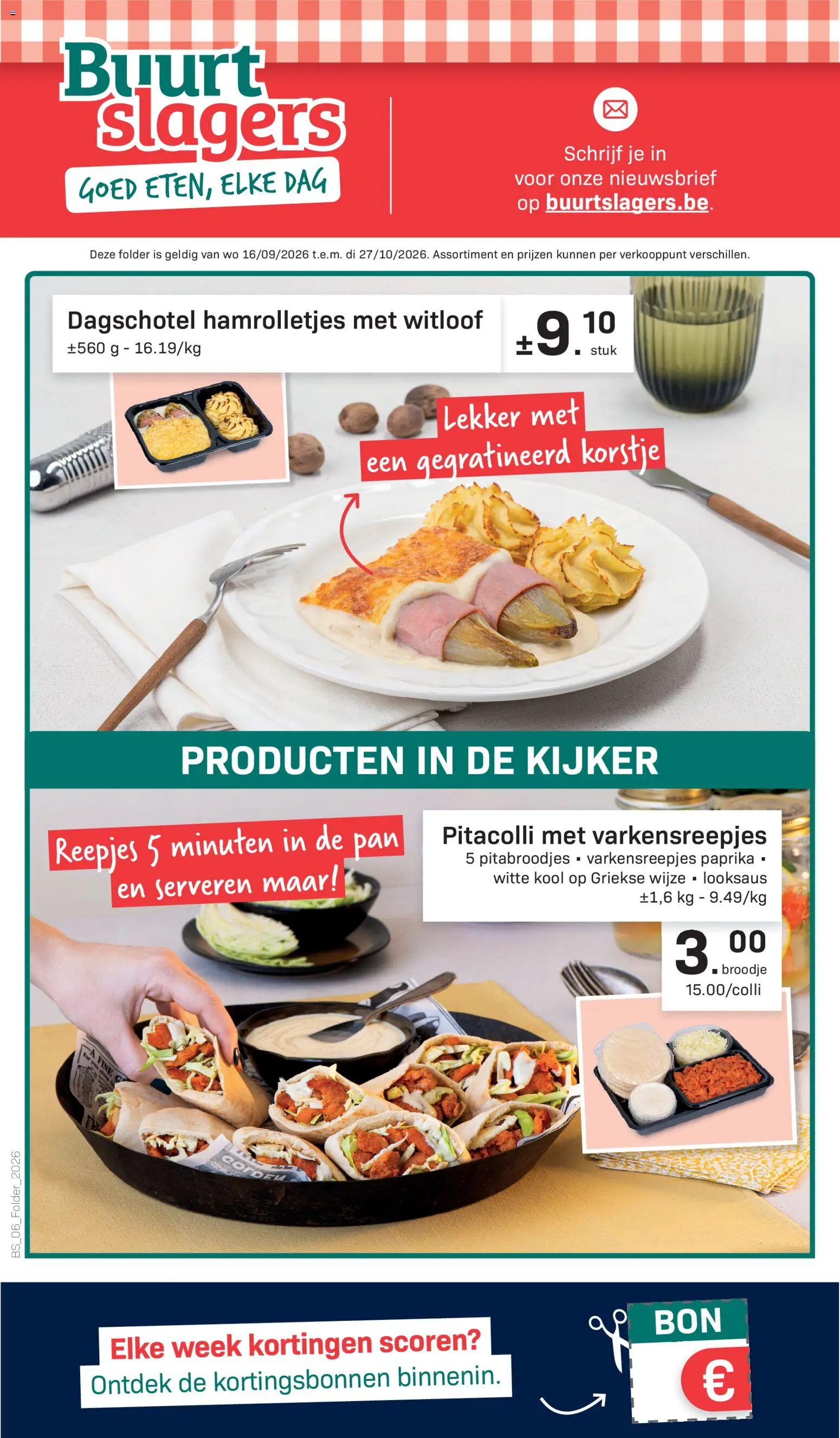 Voorbeeld van Buurtslagers Folder / Publicité van winkel Buurtslagers geldig vanaf 16/09/2026 - Paprika, Broodje, Pan, Witte kool, Kool