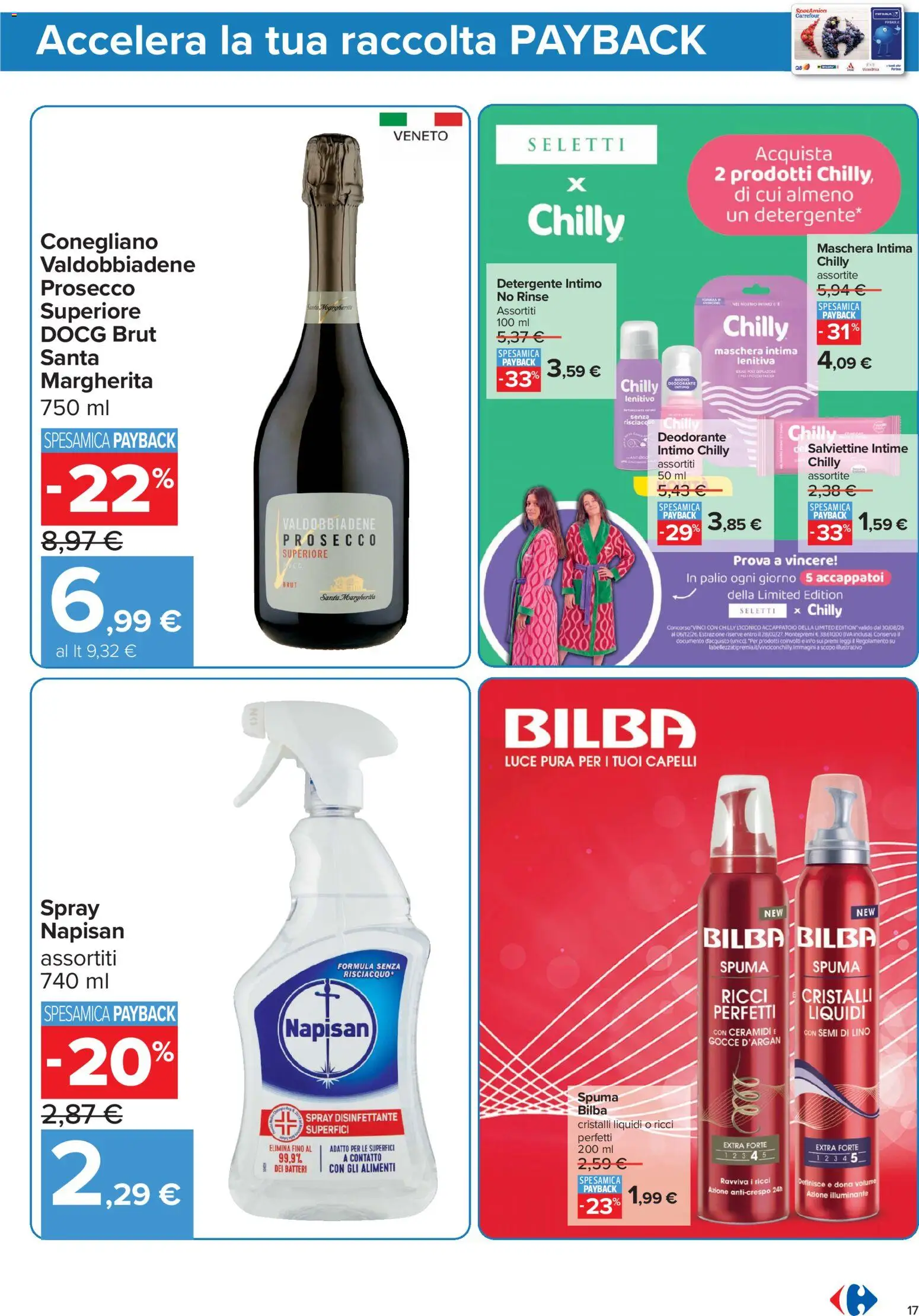 Anteprima dell'opuscolo Carrefour volantino Iper - Punti Sprint Payback dal negozio Carrefour valido da 23/10/2026 - Prosecco, Maschera, Deodorante, Intimo, Detergente intimo, Illuminante, Detergente, Spray disinfettante