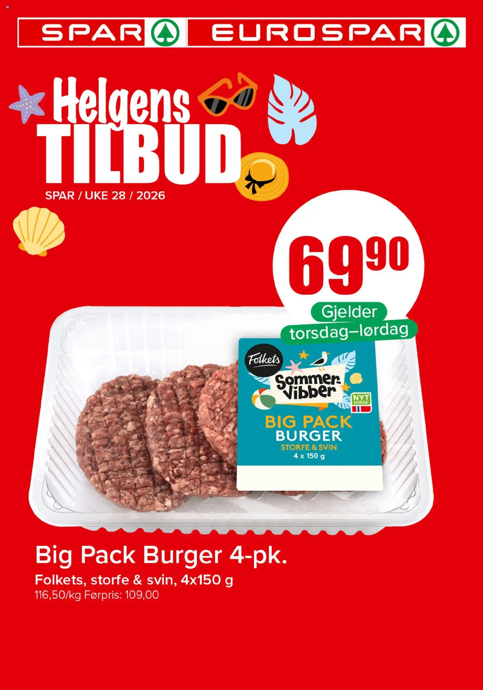 Forhåndsvis Spar Helgens Tilbud fra butikk Spar gyldig fra 09/07/2026 - Svin