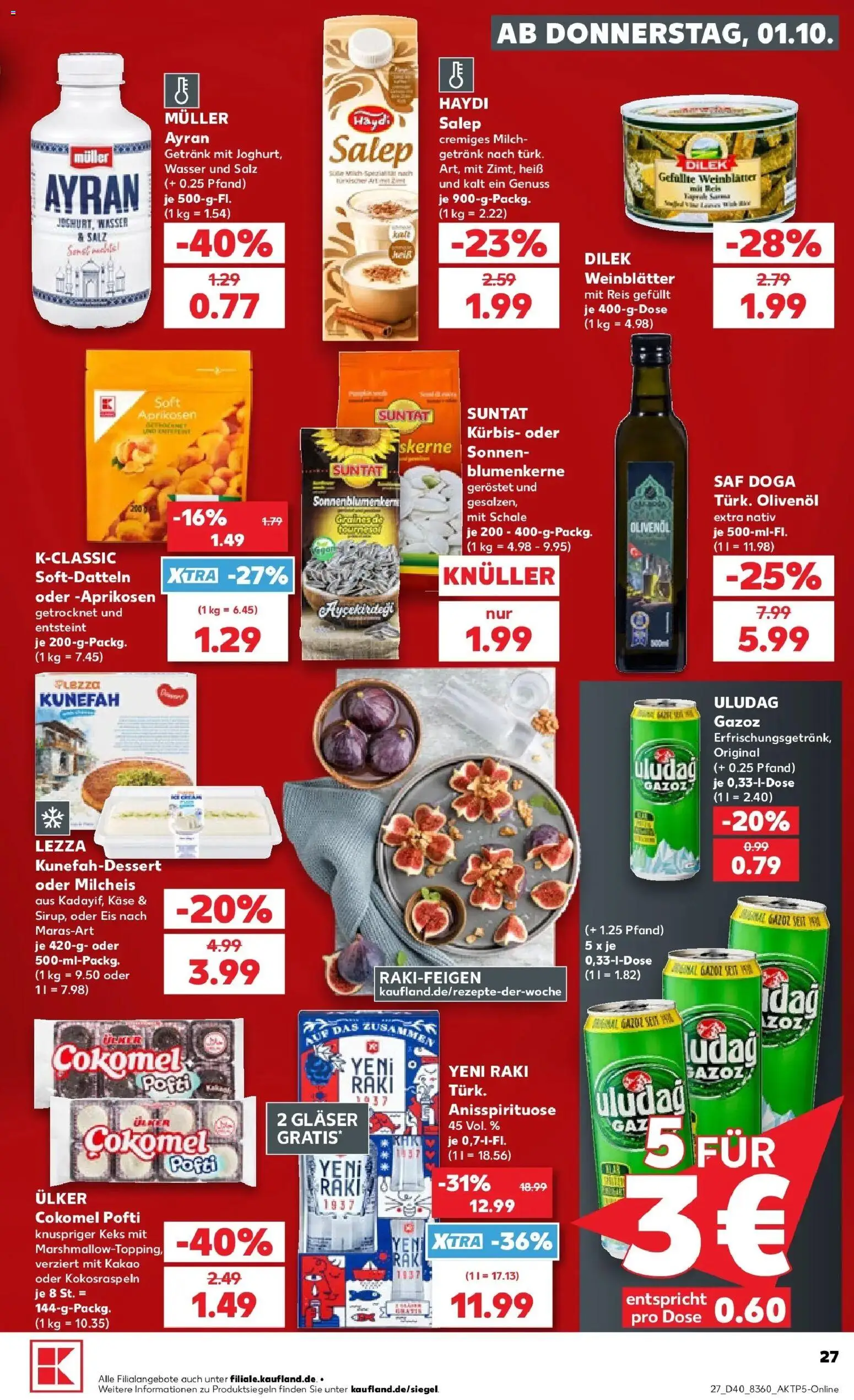 Vorschau von dem Prospekt des Geschäftes Kaufland, gültig ab dem 01.10.2026 - Eis, Wasser, Kürbis, Milch, Reis, Mais, Salz, Olivenol