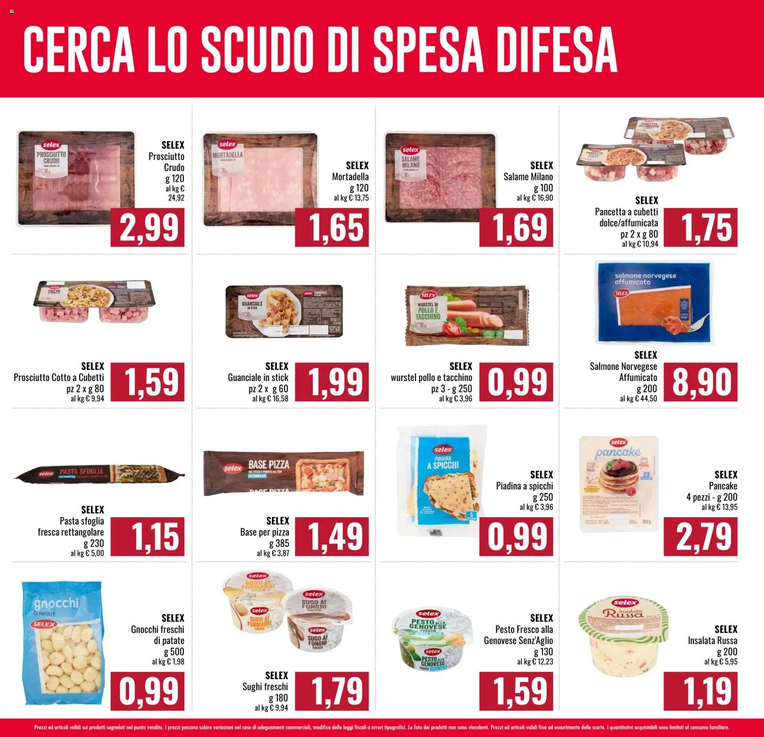 Anteprima dell'opuscolo Famila volantino Spesa Difesa dal negozio Famila valido da 08/10/2026 - Pizza, Piadina, Pasta sfoglia, Tacchino, Guanciale, Prosciutto, Patate, Sugo