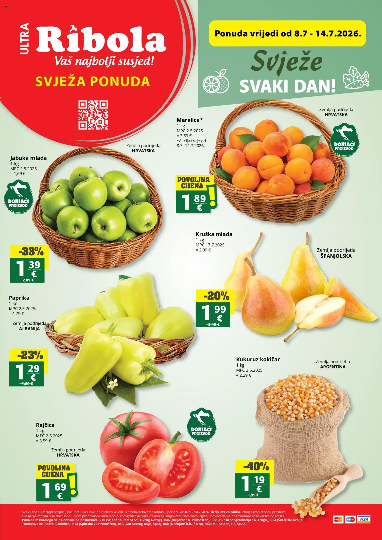 Pregled letka Ribola Svježa Ponuda trgovine Ribola vrijedi od 08.07.2026