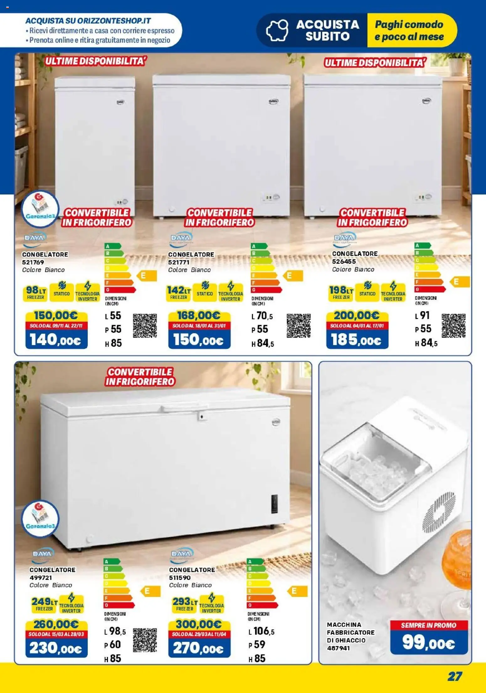 Anteprima dell'opuscolo Orizzonte volantino Elettro dal negozio Orizzonte valido da 01/11/2026 - Frigorifero, Ghiaccio, Freezer, Congelatore