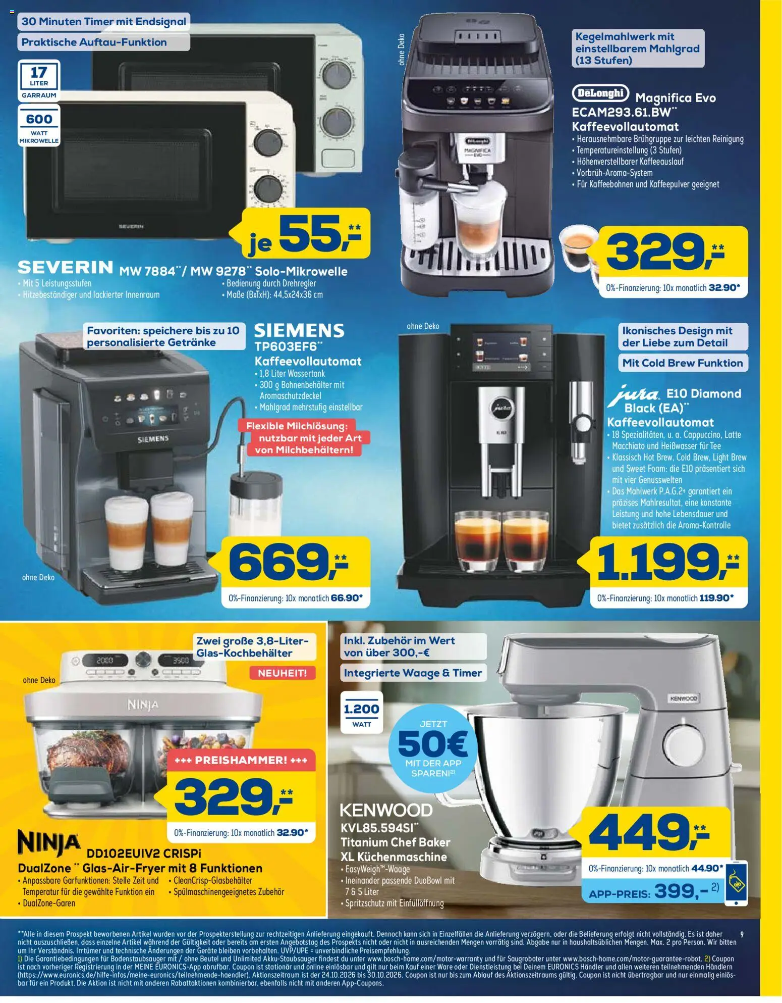 Vorschau von dem Prospekt des Geschäftes Euronics, gültig ab dem 24.10.2026 - Kaffeevollautomat, Siemens, Mikrowelle, Tee
