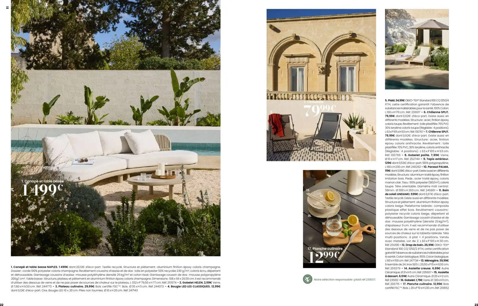 Prévisualisation de Maisons du Monde catalogue du magasin Maisons du Monde formulaire valide 02/09/2026 - Tablette, Parasol, Table, Bain de soleil, Assiette, Piles, Plateau, Chilienne
