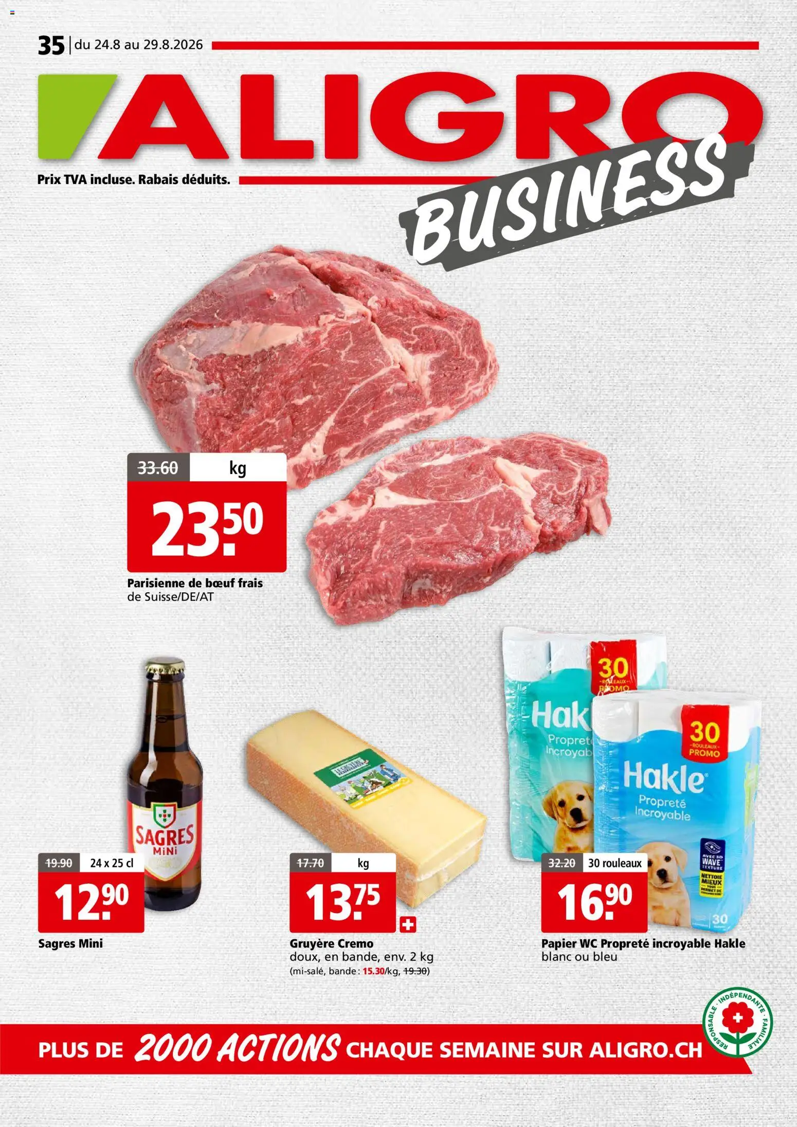 Vorschau des Merkblatts Aligro aktionen Business Chavannes, Matran, Genève, Sion vom Shop Aligro gültig von 24.08.2026 bis 29.08.2026