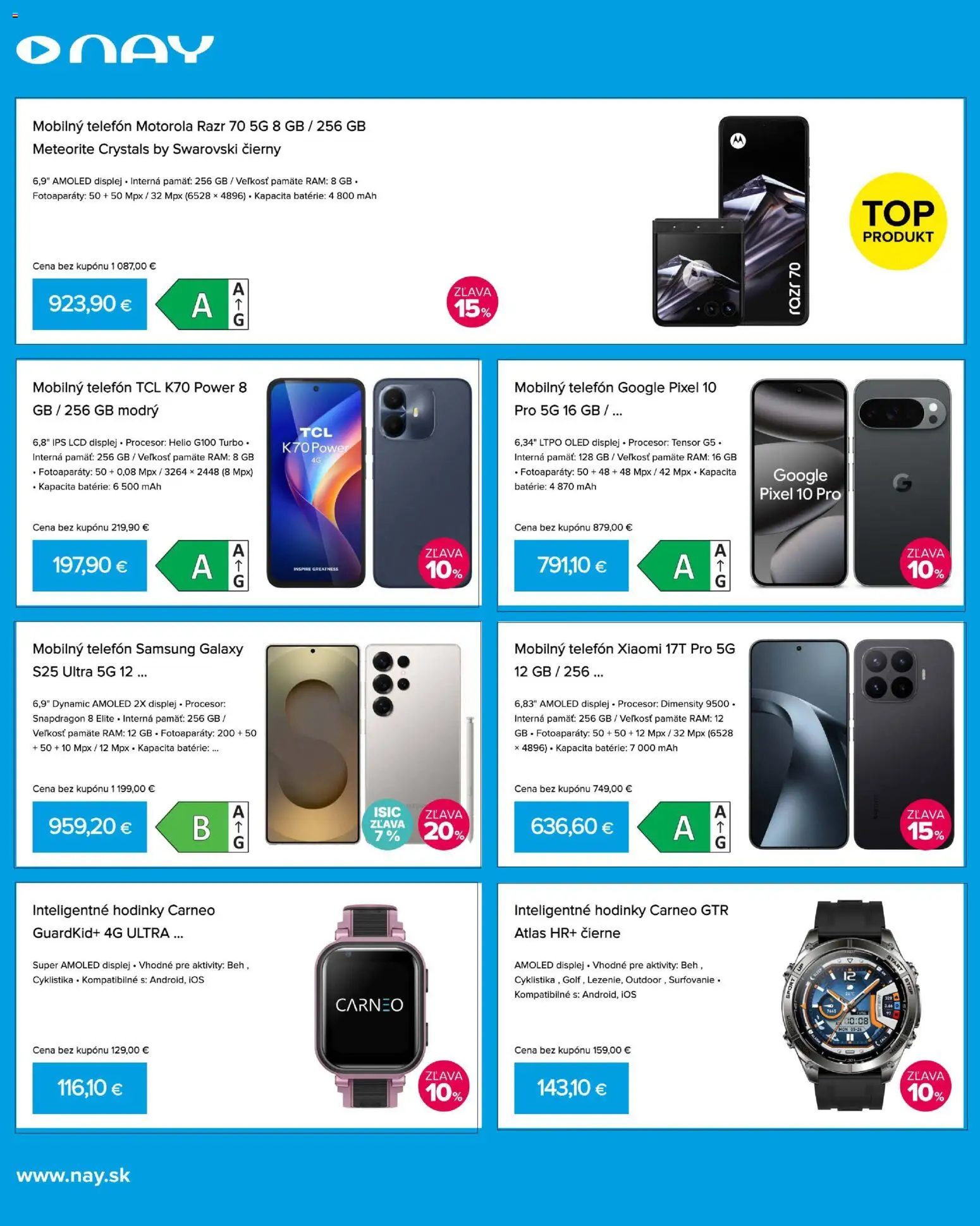Náhľad NAY Elektrodom letáku platného od 19.10.2026 - Samsung, Xiaomi, Telefón, Hodinky, Rám, Inteligentné hodinky, Batérie