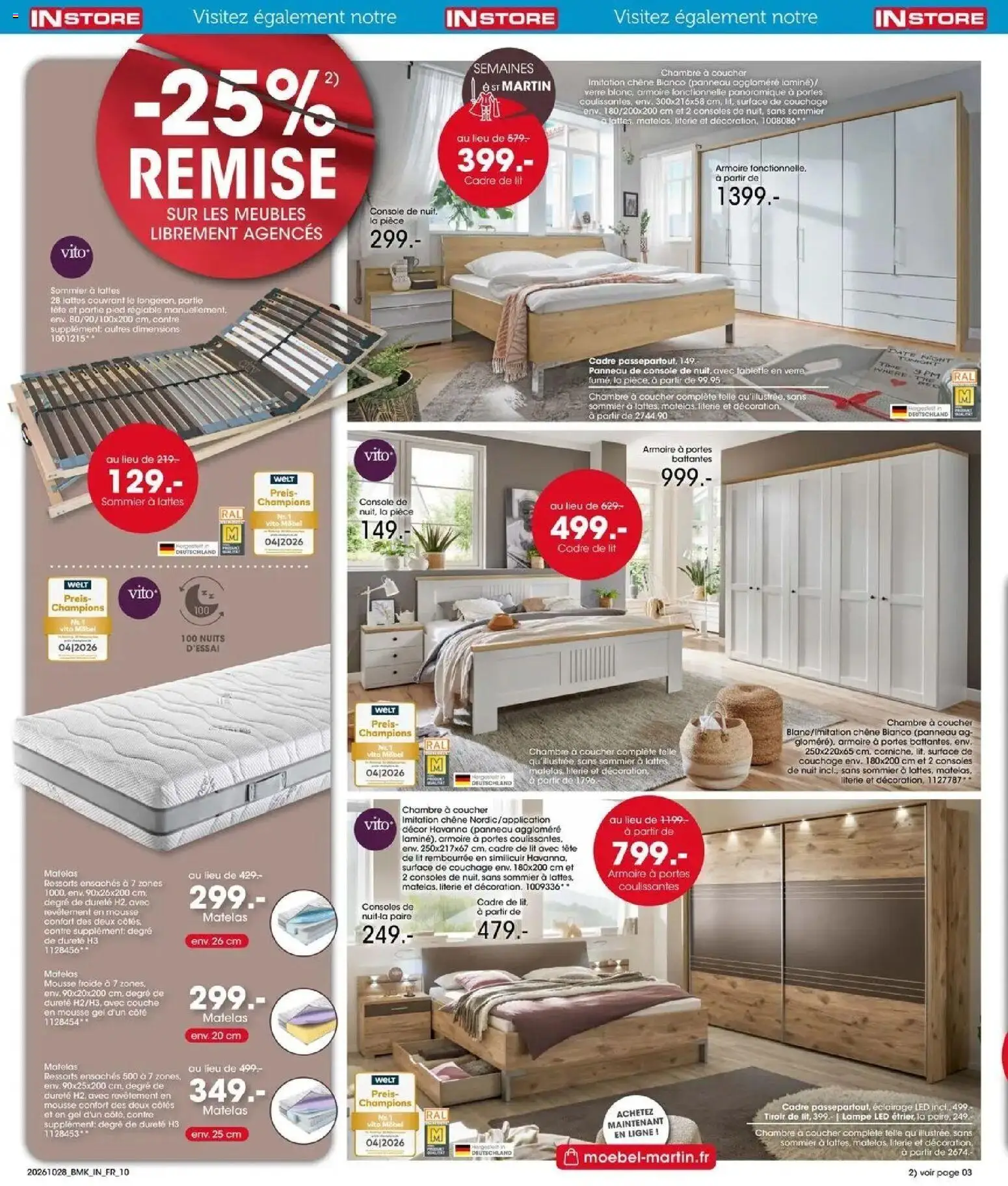 Prévisualisation de Möbel Martin: Offres hebdomadaires du magasin Möbel Martin formulaire valide 28/10/2026 - Store, Lit, Matelas, Armoire, Lampe, Cadre, Literie, Matelas mousse