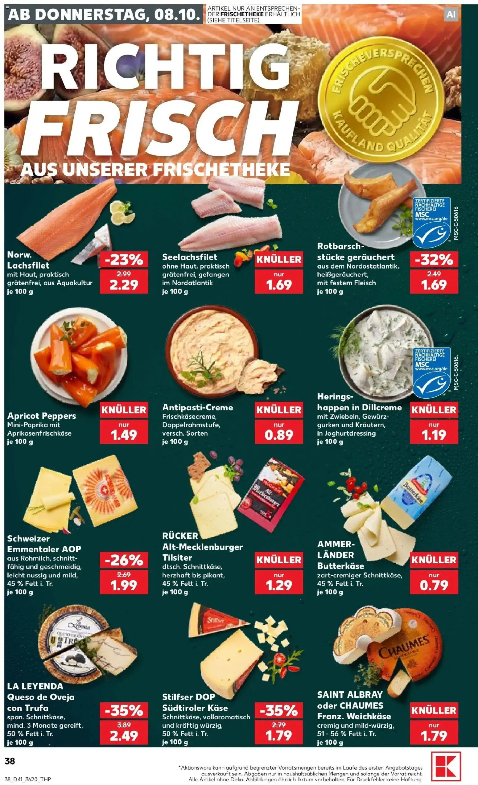 Vorschau von dem Prospekt des Geschäftes Kaufland, gültig ab dem 08.10.2026 - Käse, Fleisch, Gurken