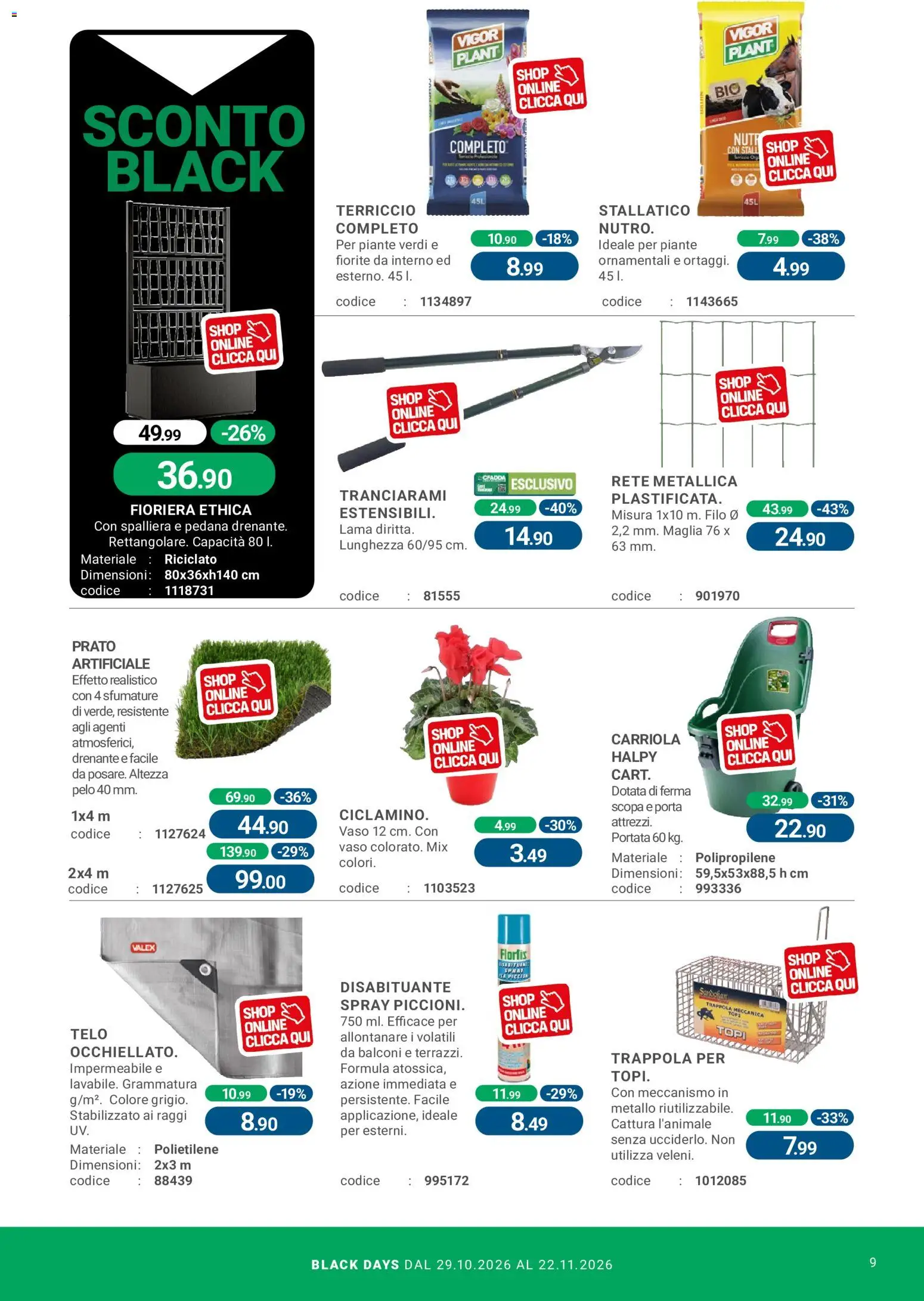 Anteprima dell'opuscolo CFadda Black Friday dal negozio CFadda valido da 29/10/2026 - Scopa, Porta, Carriola, Vaso, Fioriera, Terriccio