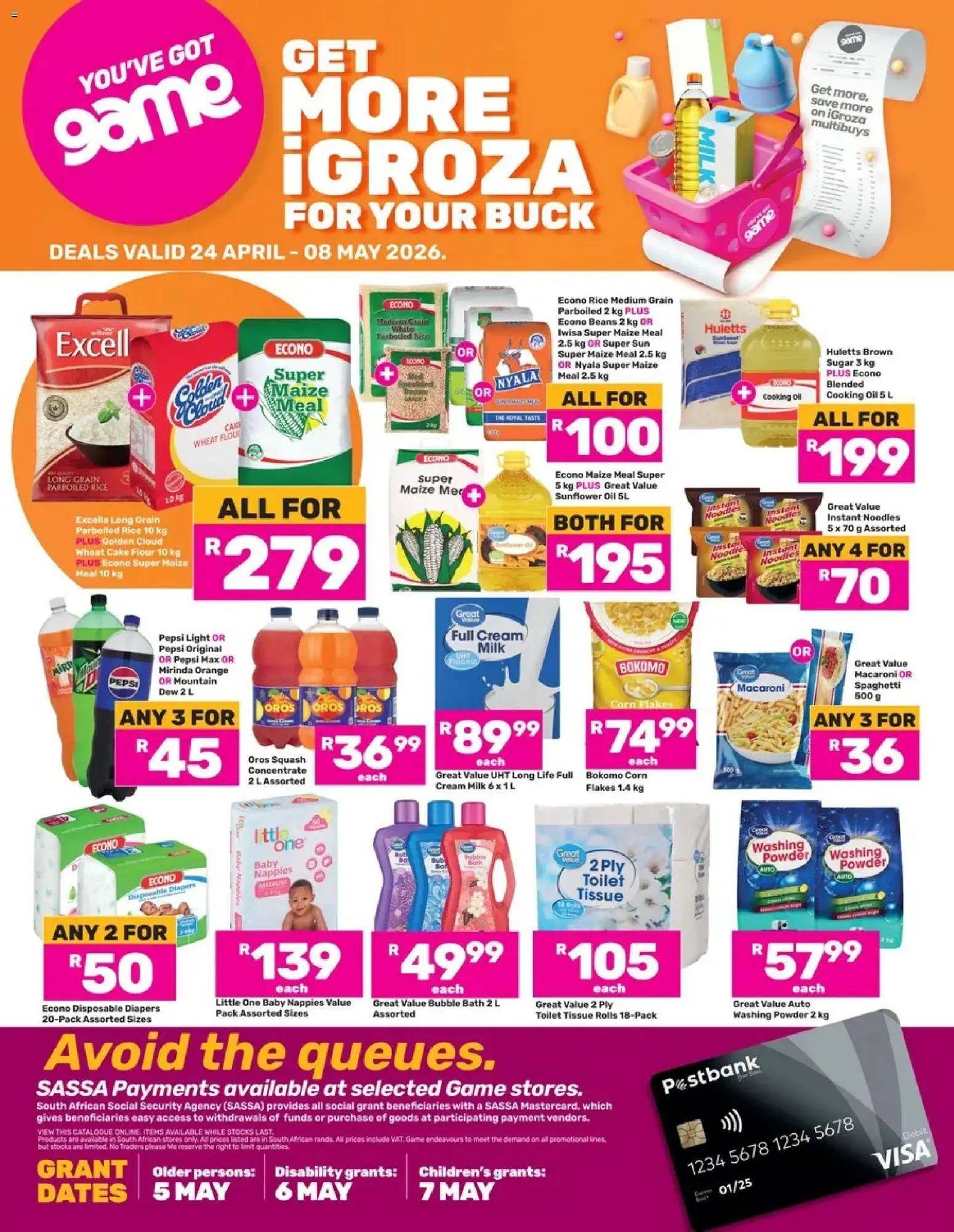 Preview of Game flyer valid from 24/04/2026 - Oil, Corn, Rice, Flour, Nappies, Diapers, Powder, Pepsi Max