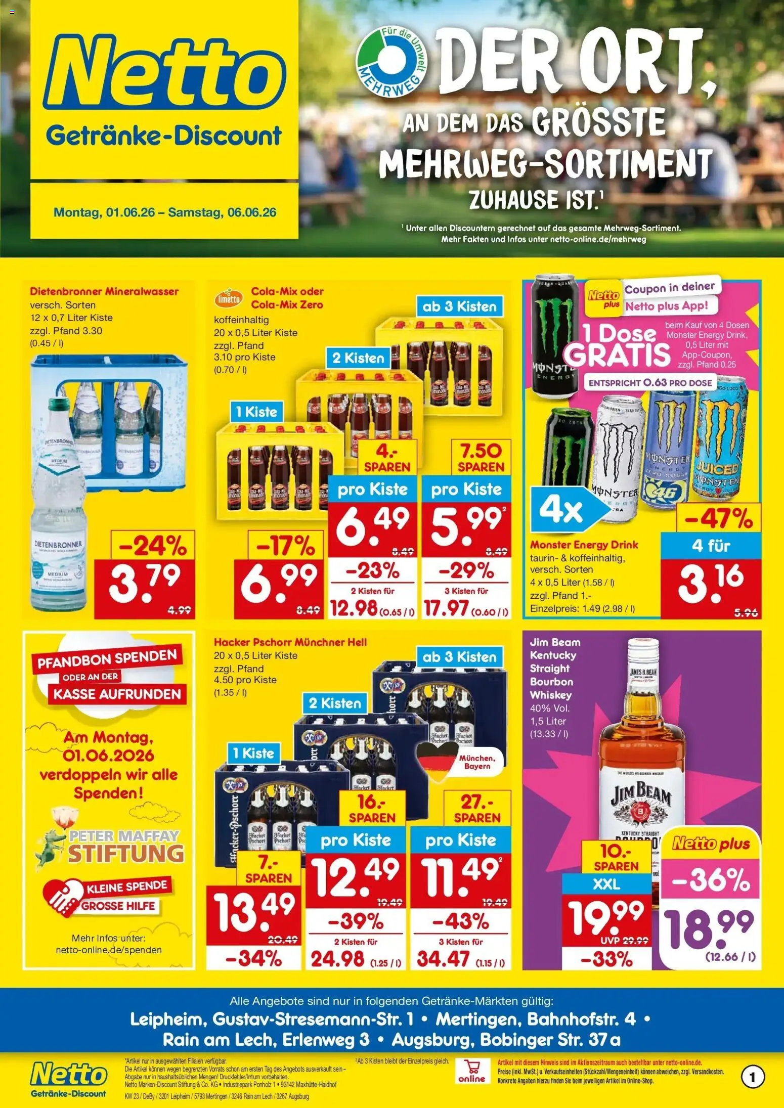 Vorschau von dem Prospekt des Geschäftes Netto Marken-Discount, gültig ab dem 01.06.2026 - Monster, Mineralwasser, Whiskey, Energy, Jim beam, Bourbon