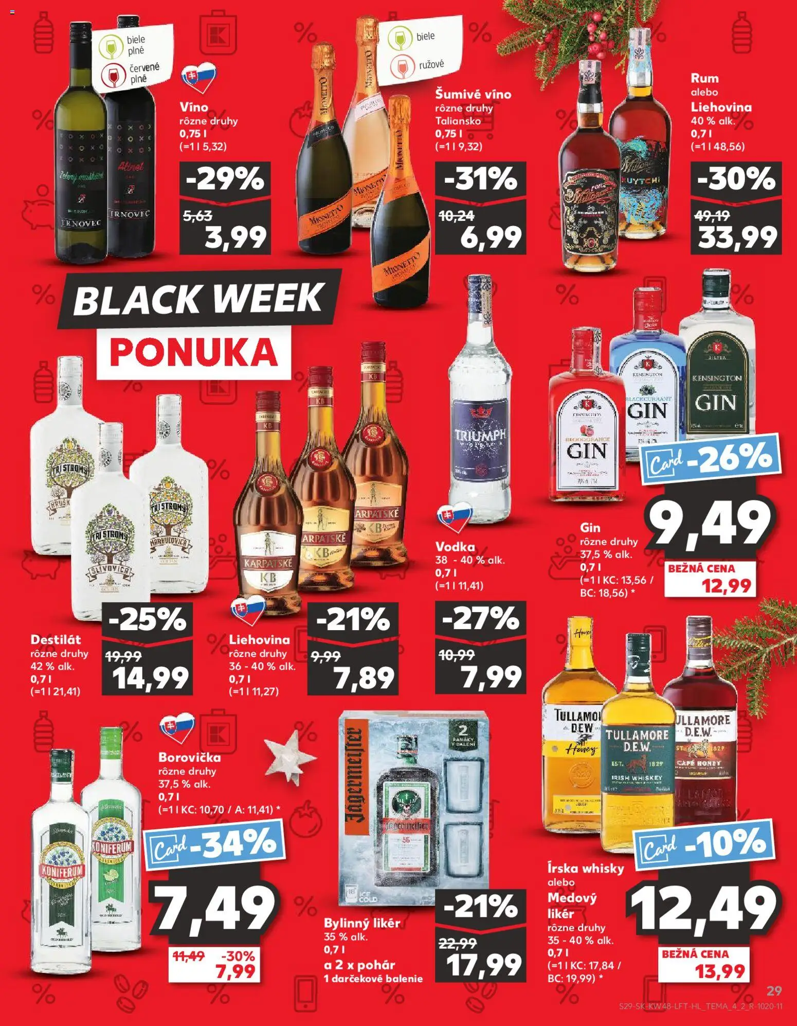 Náhľad Kaufland letáku platného od 27.11.2025 - Víno, Vodka, Borovička, Gin, Jägermeister, Whisky, Koniferum, Šumivé víno
