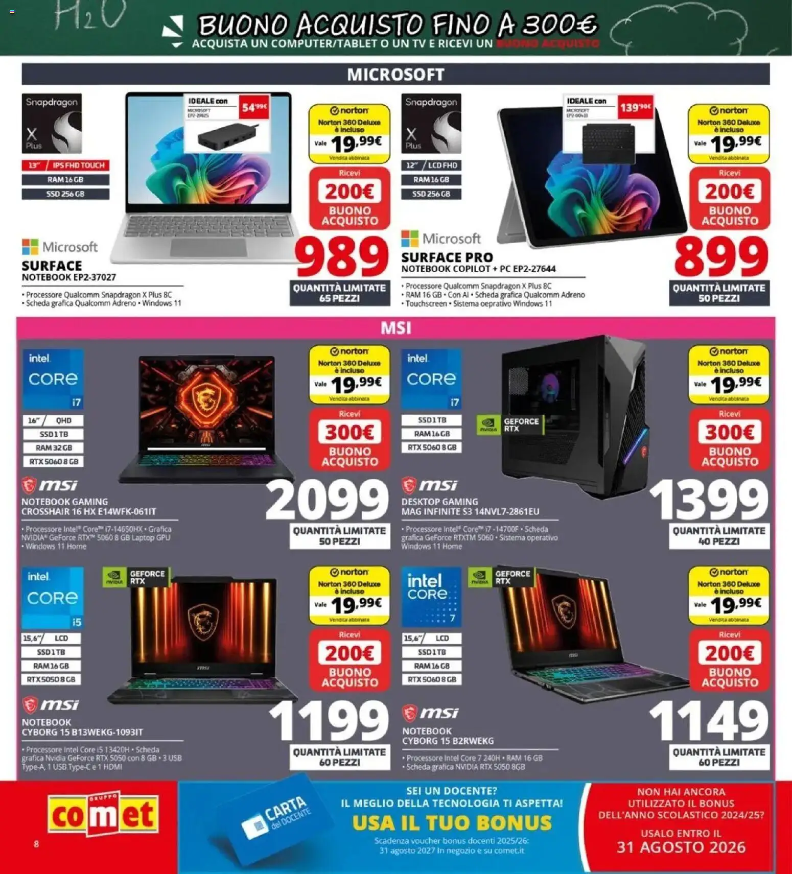 Anteprima dell'opuscolo Comet volantino Back to school dal negozio Comet valido da 20/08/2026 - PC, TV, Notebook, Laptop, USB