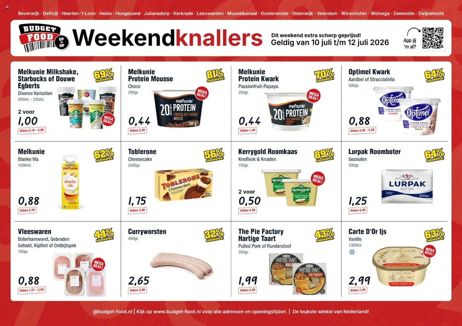 Voorbeeld van Budget Food folder - Weekendfolder van winkel Budget Food geldig vanaf 10-07-2026 - Ijs, Taart, Roomkaas, Pulled pork, Vleeswaren, Knoflook, Magere kwark, Vanille