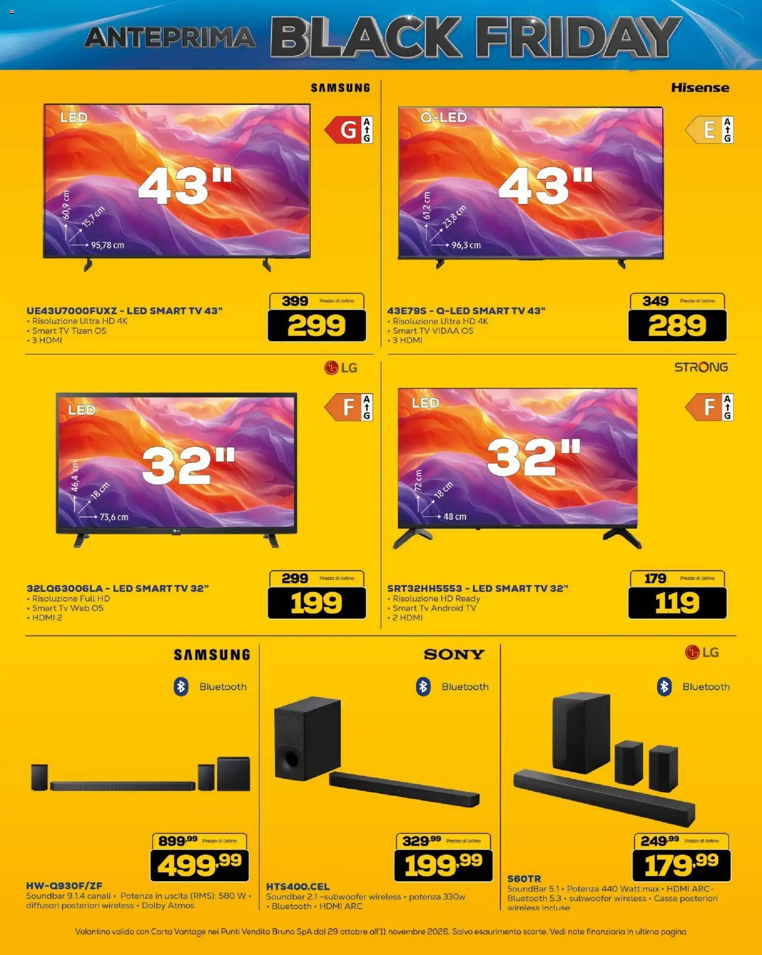 Anteprima dell'opuscolo BRUNO Black Friday ML dal negozio BRUNO valido da 29/10/2026 - Samsung, TV, smart TV, Soundbar