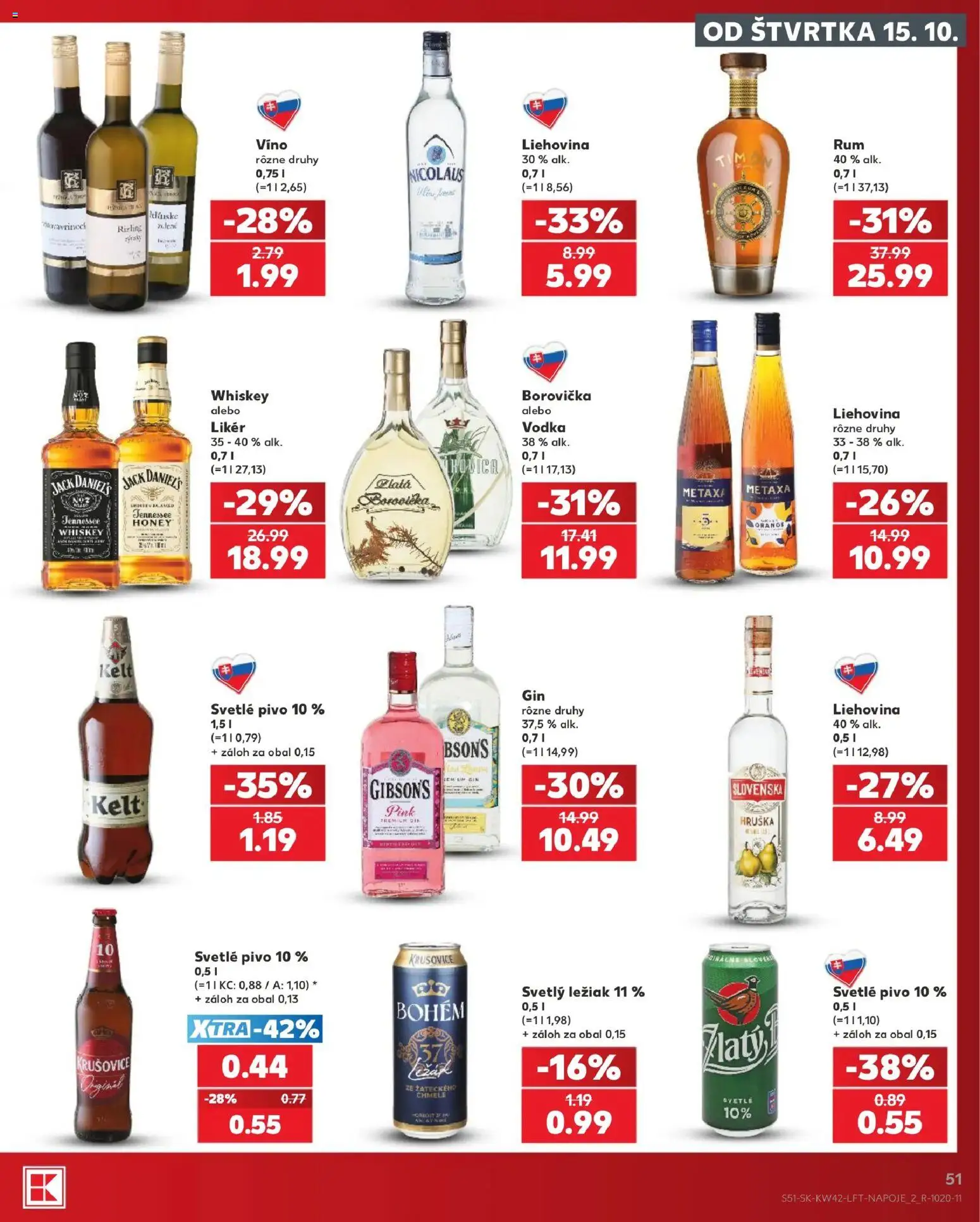 Náhľad Kaufland letáku platného od 15.10.2026 - Pivo, Víno, Vodka, Metaxa, Krušovice, Cif, Kelt, Jack Daniel's
