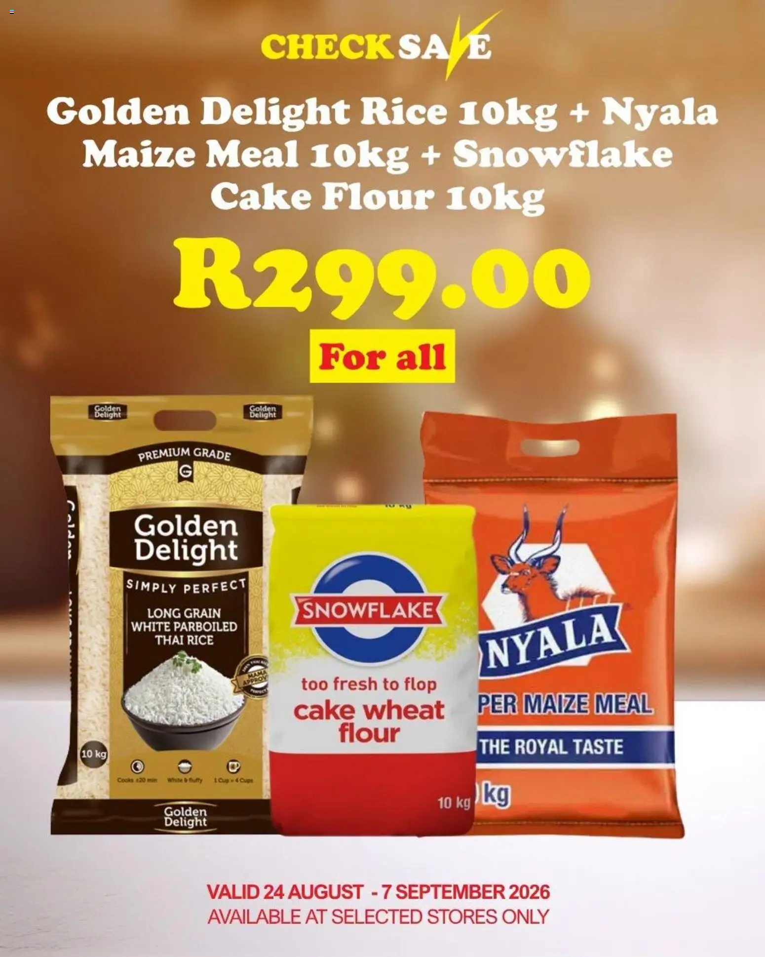Preview of Check Save flyer valid from 24/08/2026 - Cake, Rice, Flour, Maize meal