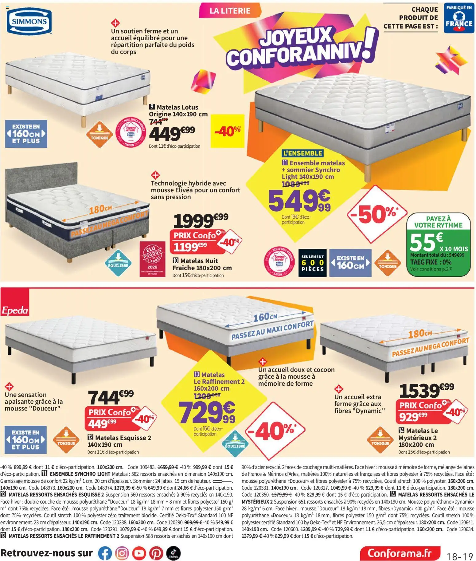 Prévisualisation de Conforama catalogue du magasin Conforama formulaire valide 25/08/2026 - Scanner, Lotus, Suspension, Sommier, Literie, Mousse, Poids, Tonique