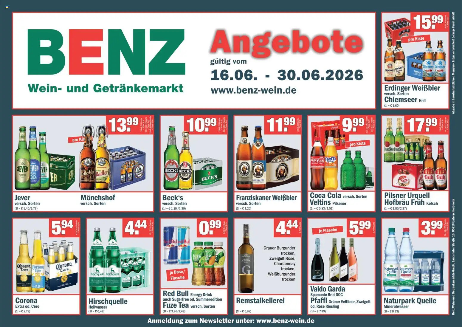 Vorschau von dem Prospekt des Geschäftes Benz Getränke, gültig ab dem 16.06.2026