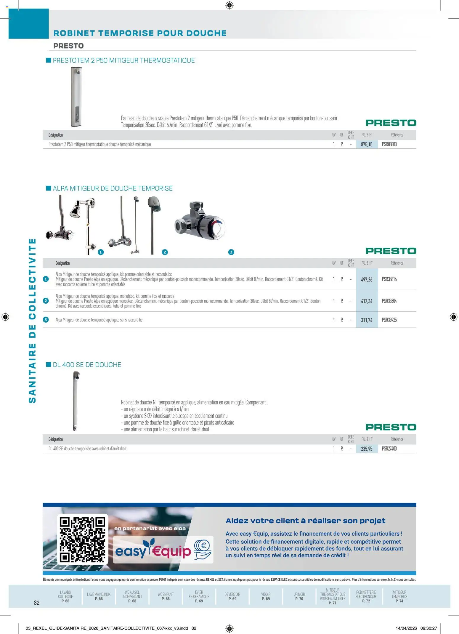 Prévisualisation de Rexel - Brochure Sanitaire du magasin Rexel formulaire valide 20/04/2026 - Alimentation, Livre, Pomme, Douche, Robinet, Lavabo, Mitigeur thermostatique