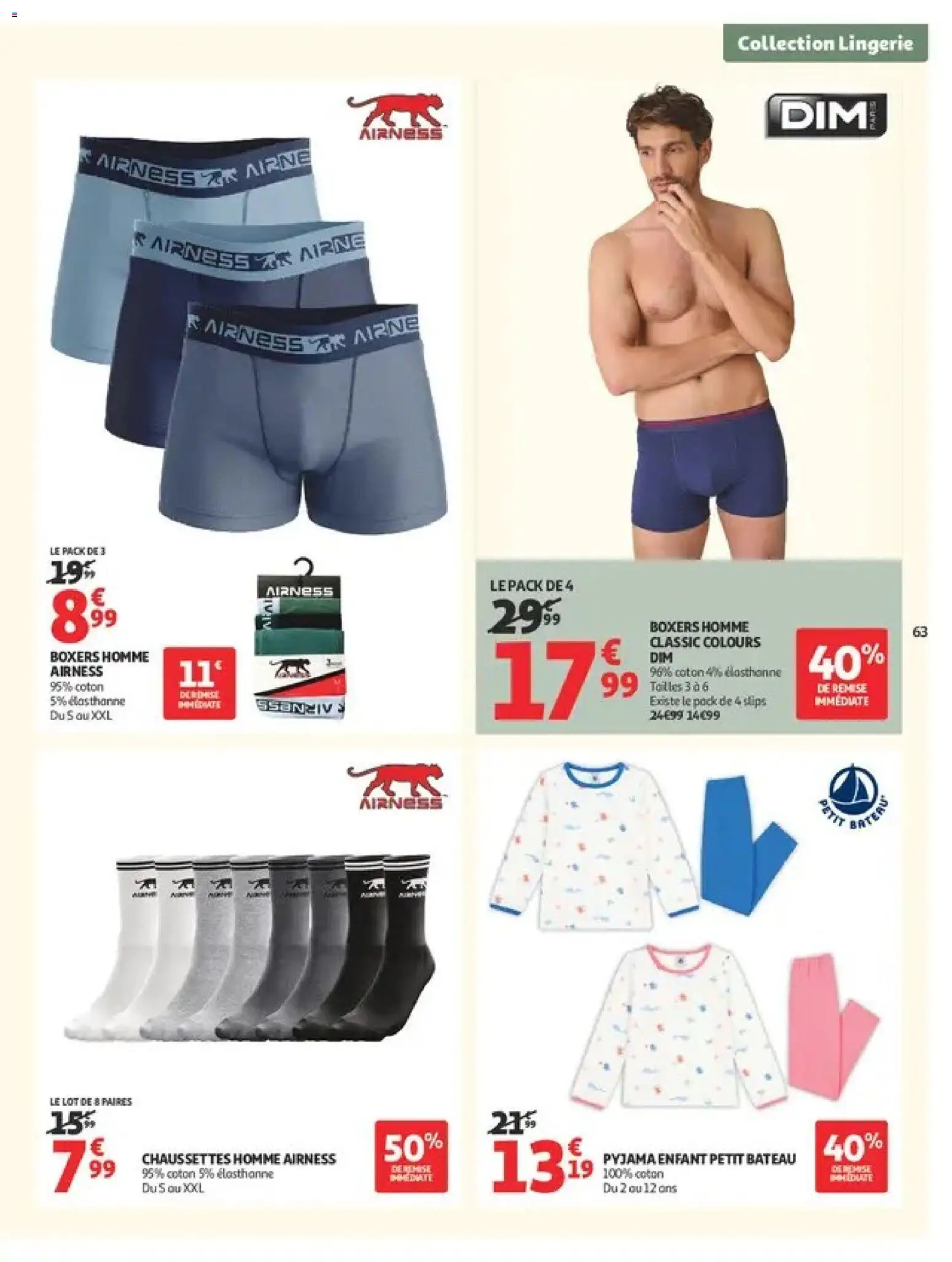 Prévisualisation de Auchan Ménage rentrée hypers du magasin Auchan formulaire valide 08/09/2026 - Boxers, Pyjama, Chaussettes, Boxers homme, Coton, Slips, Chaussettes homme, Pyjama enfant