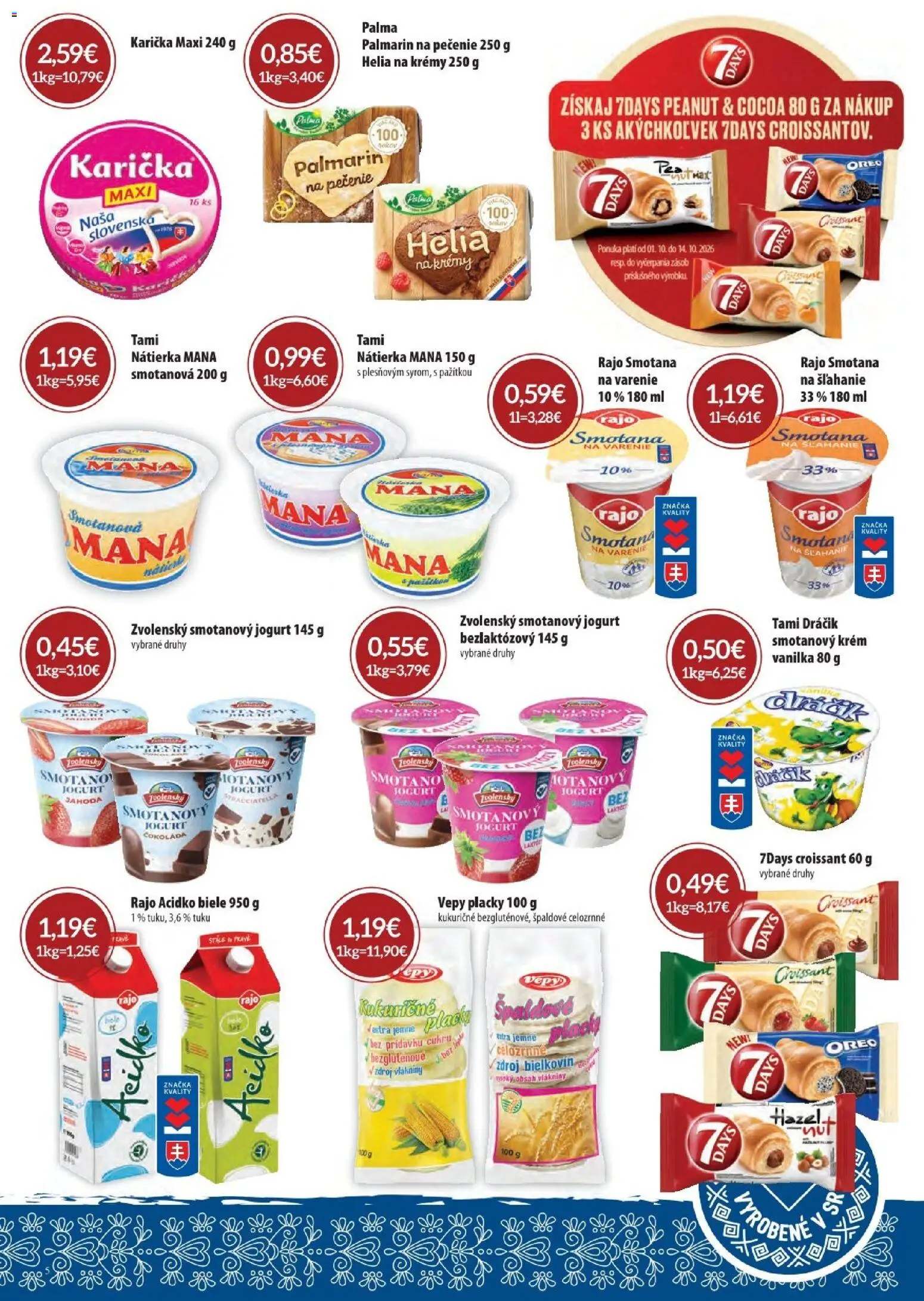 Náhľad Sintra letáku platného od 01.10.2026 - Čokoláda, Croissant, Smotana na varenie, Jogurt, Acidko, Nátierka, Palmarin, Krém