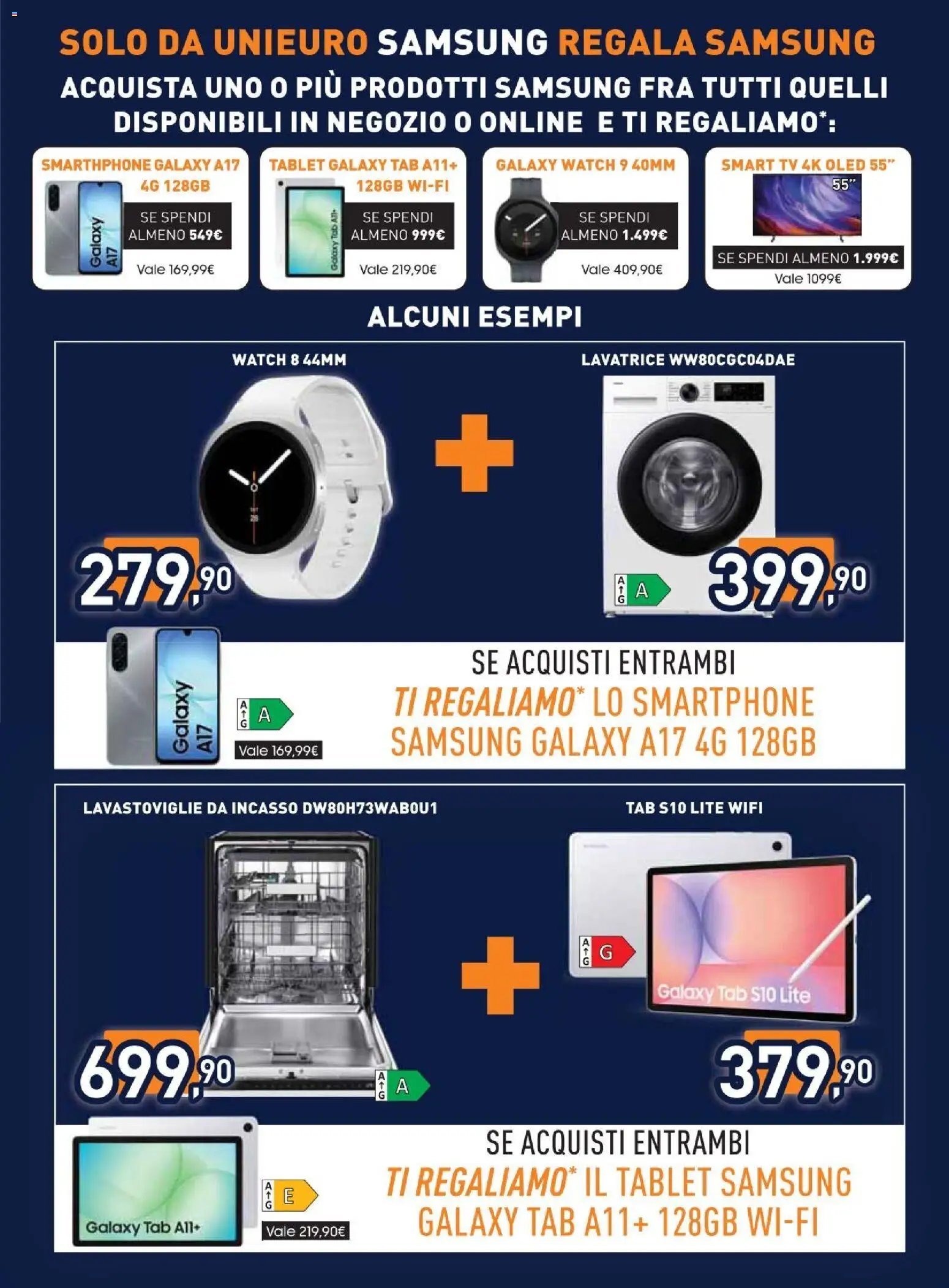 Anteprima dell'opuscolo Unieuro volantino Samsung dal negozio Unieuro valido da 07/09/2026 - Samsung, Smartphone, Samsung Galaxy, Lavatrice, TV, Lavastoviglie da incasso, Lavastoviglie, smart TV