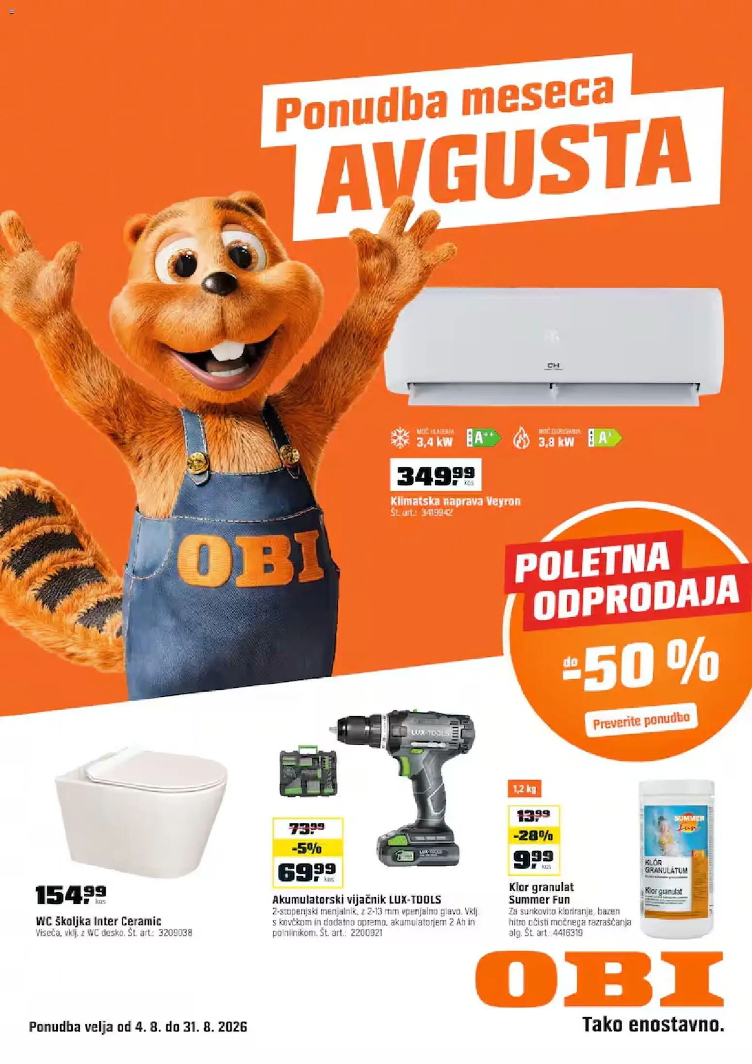 Predogled kataloga iz trgovine OBI veljaven od 04.08.2026 - Bazen, WC školjka, Klimatska naprava