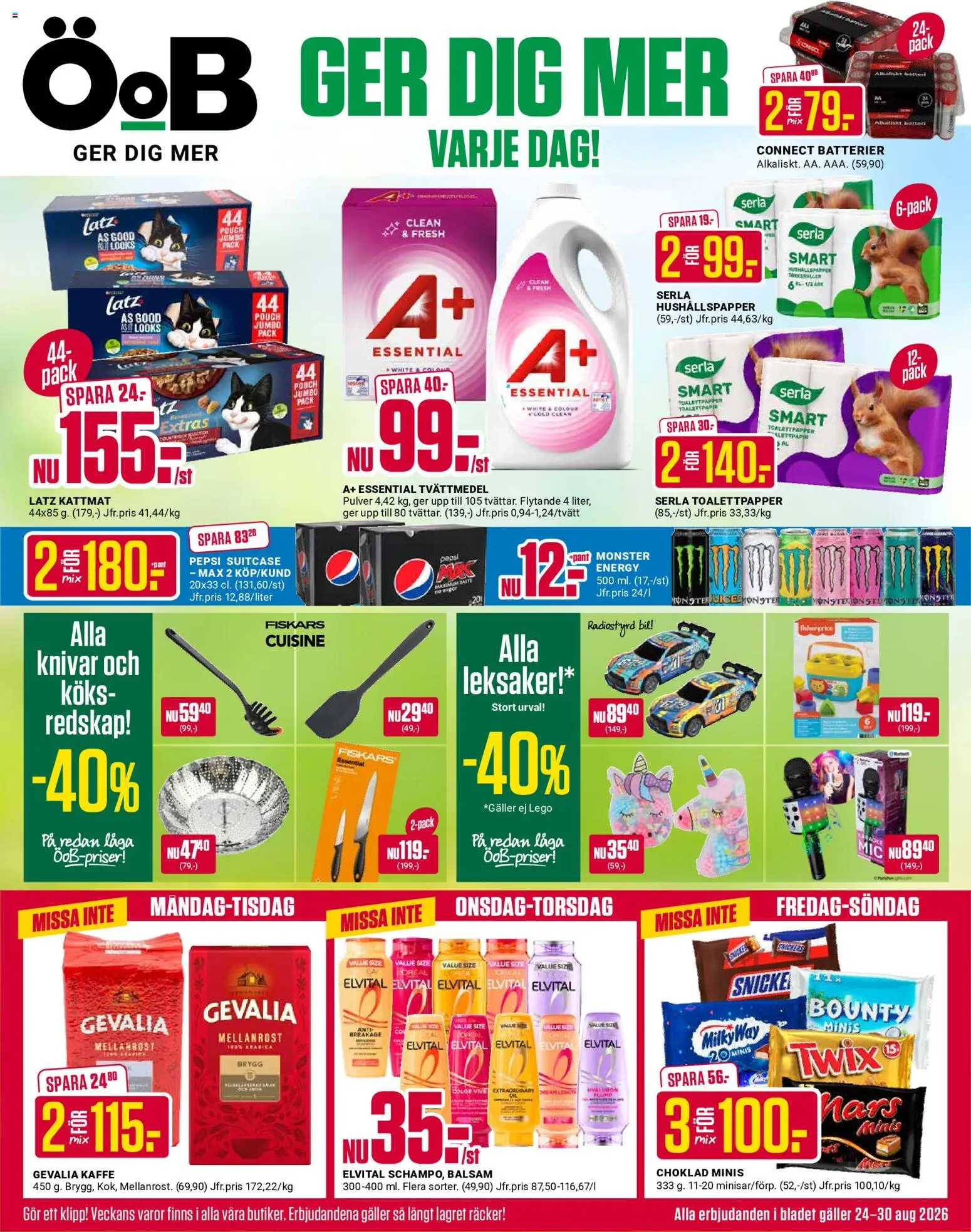 Förhandsgranska reklamblad ÖoB erbjudanden från butik ÖoB gäller från 24/08/2026