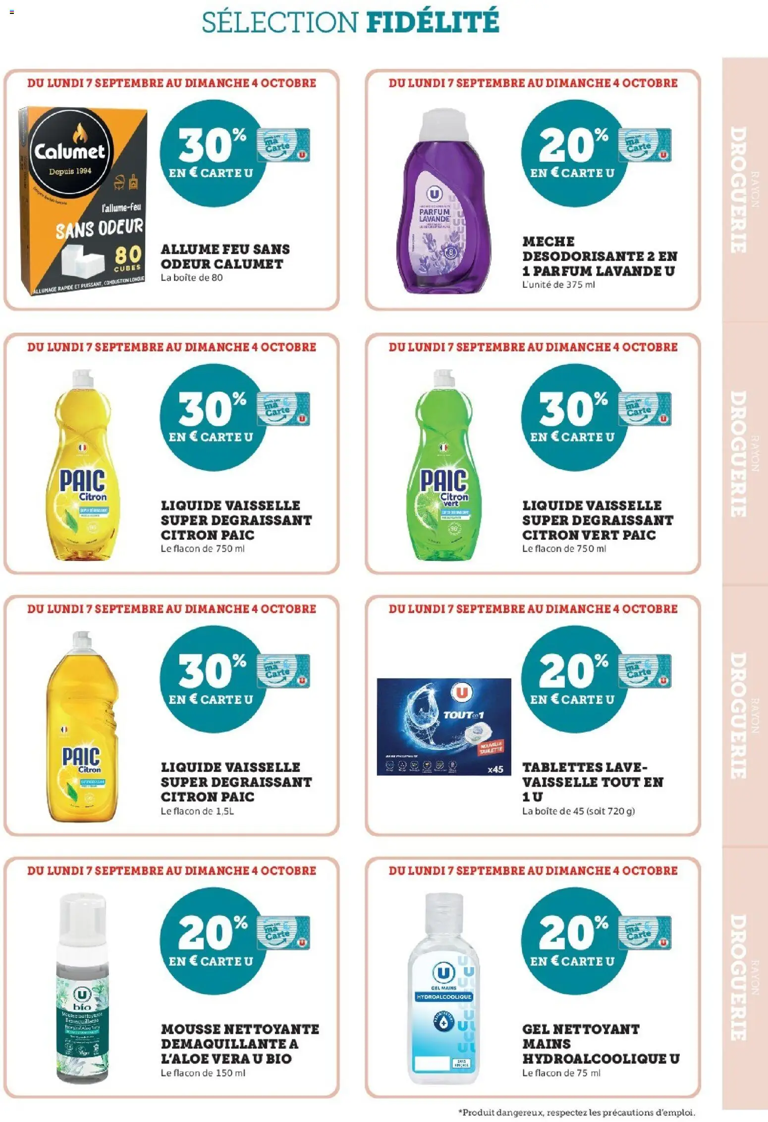 Prévisualisation de Super U - Ma sélection Carte U Septembre du magasin Super U formulaire valide 07/09/2026 - Parfum, Tablette, Vaisselle, Lavande, Mousse, Citron vert, Liquide vaisselle, Dégraissant
