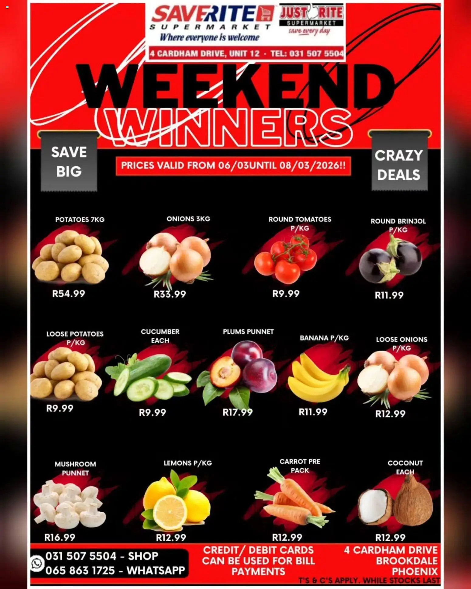 Saverite Weekend Winners from 06/03 - 08/03/2026