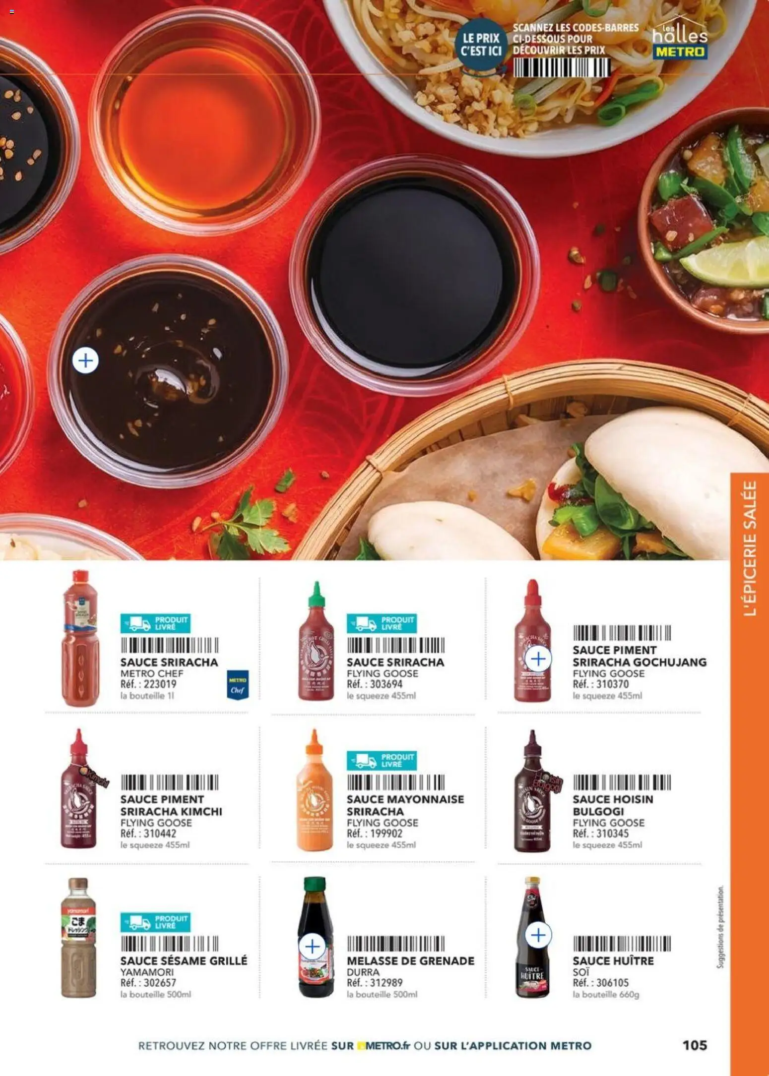 Prévisualisation de METRO - Restauration rapide du magasin METRO formulaire valide 14/04/2026 - Livre, Grenade, Kimchi, Sésame, Mayonnaise, Piment, Bouteille, Sauce huître