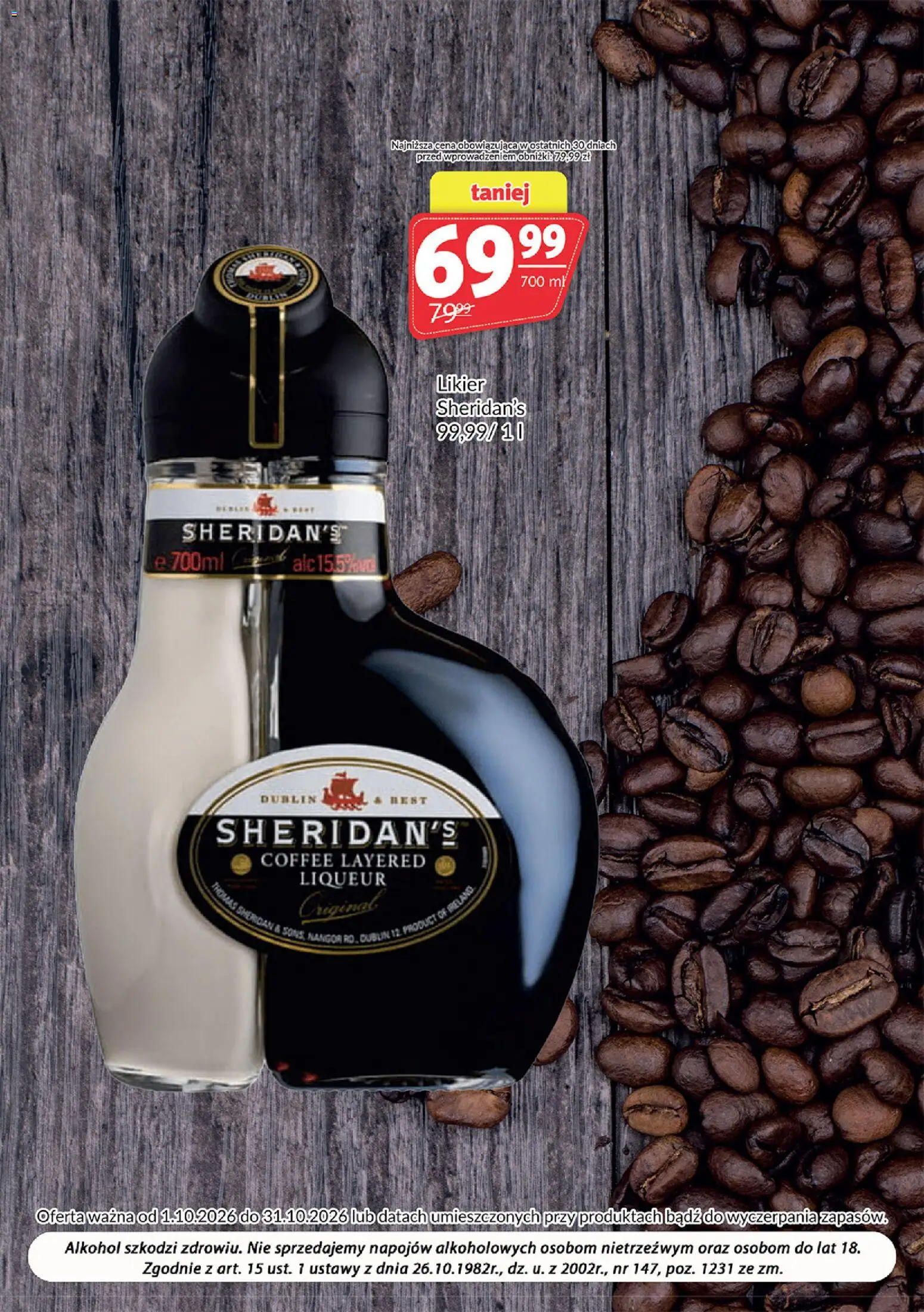 Pogląd gazetki "Prim Market gazetka - Oferta alkoholowa" ze sklepu Prim Market ważnej od 01.10.2026 - Alkohol, Sheridan's, Sól, Likier Sheridan's