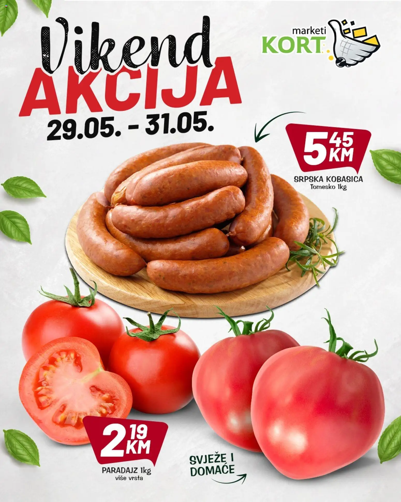 Pregled letka Kort Marketi vikend akcija trgovine Kort Marketi vrijedi od 29.05.2026