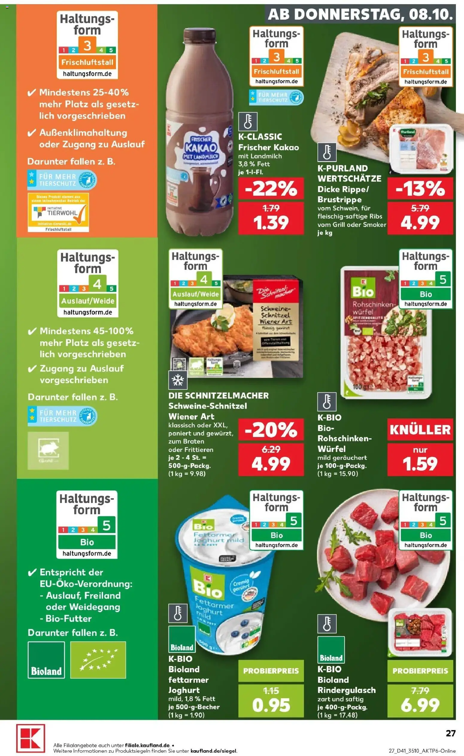 Vorschau von dem Prospekt des Geschäftes Kaufland, gültig ab dem 08.10.2026 - Schnitzel, Grill, Joghurt, Rindergulasch