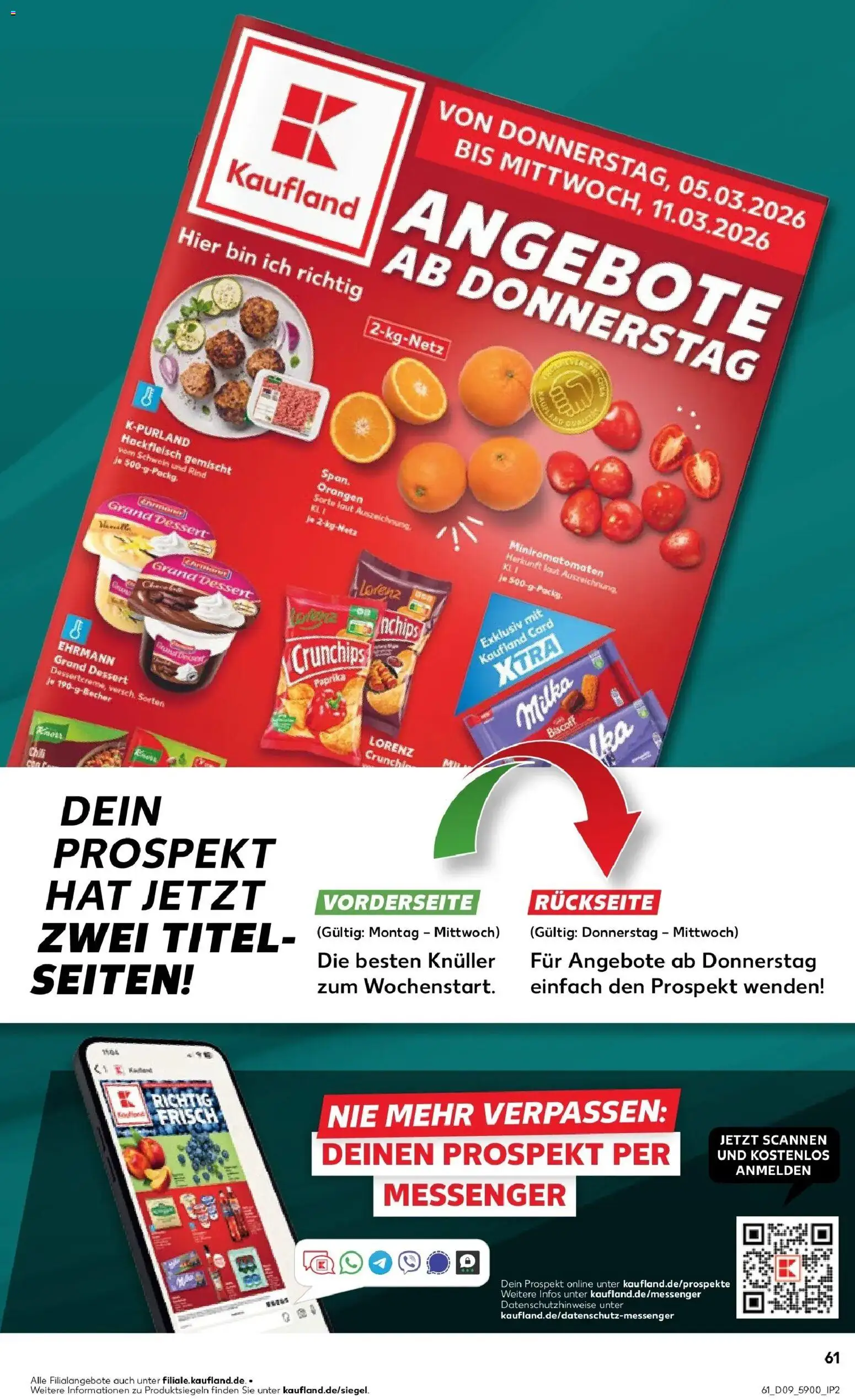Vorschau von dem Prospekt des Geschäftes Kaufland, gültig ab dem 26.02.2026 - Chips, Hackfleisch, Milka, Paprika, Orangen, Ehrmann grand dessert, Lorenz crunchips