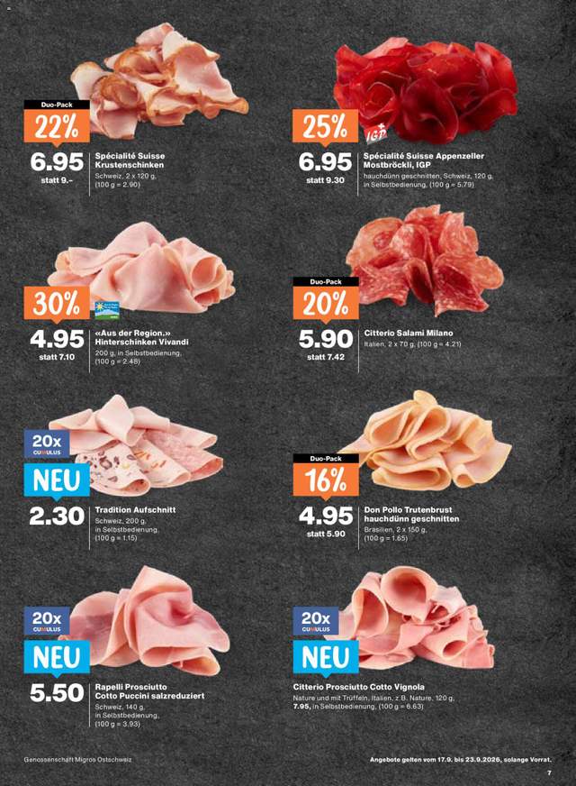 Neue Migros Aktionen ab 17.09.