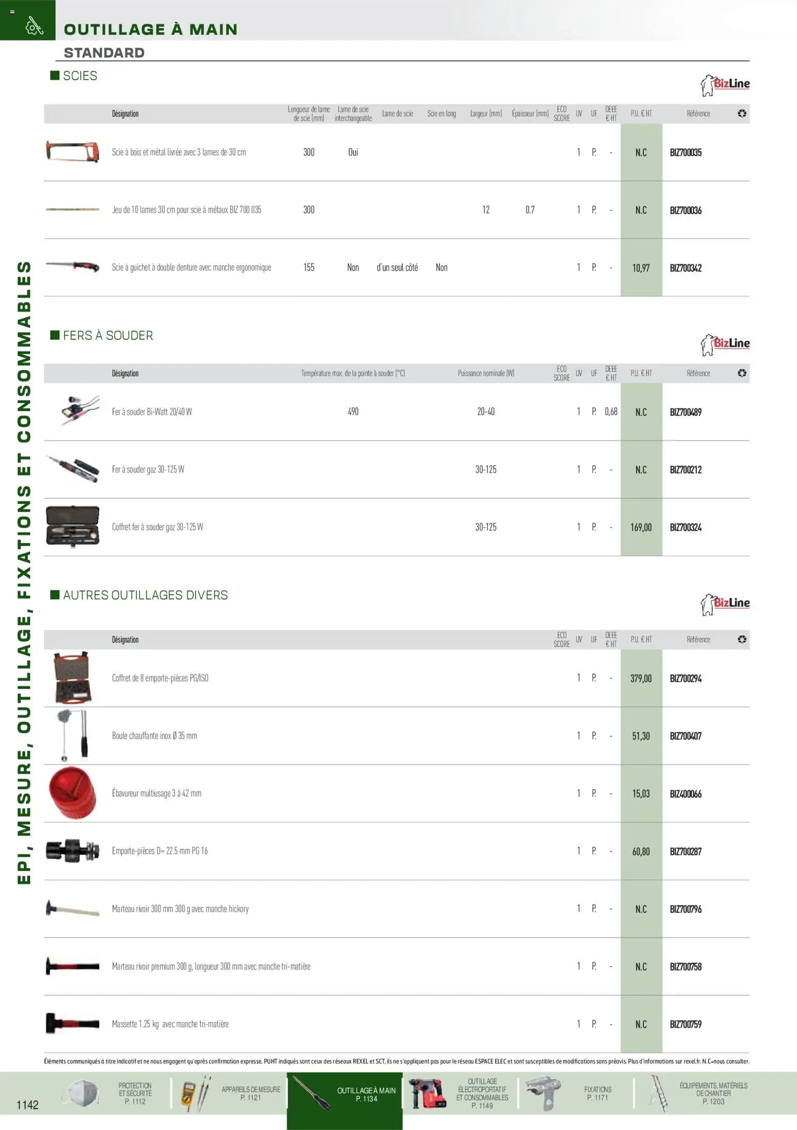 Prévisualisation de Brochure EPI, mesure, outillage, fixations et consommables du magasin Rexel formulaire valide 18/11/2025 - Marteau, Scie à métaux